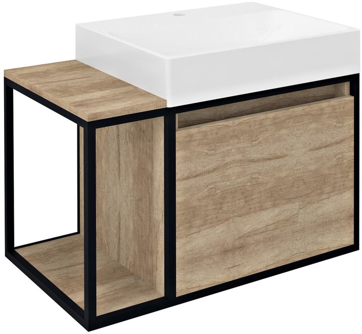 Sapho Skara Kabinett 80x46.5x49.5 cm Unterschrank hängend schwarz-eiche CG003-2222