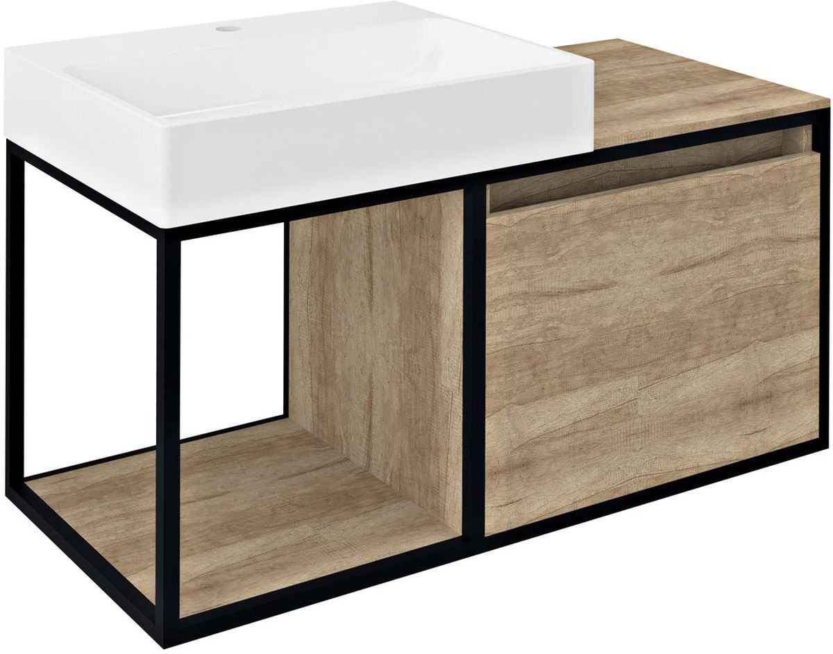 Sapho Skara Kabinett 100x46.5x49.5 cm Unterschrank hängend schwarz-eiche CG004-2222