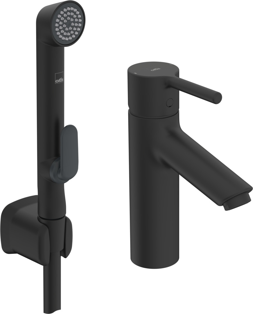 Oras Optima Waschtischarmatur mit Bidet-Duschkopf Stehend schwarz 2606AF-105-33
