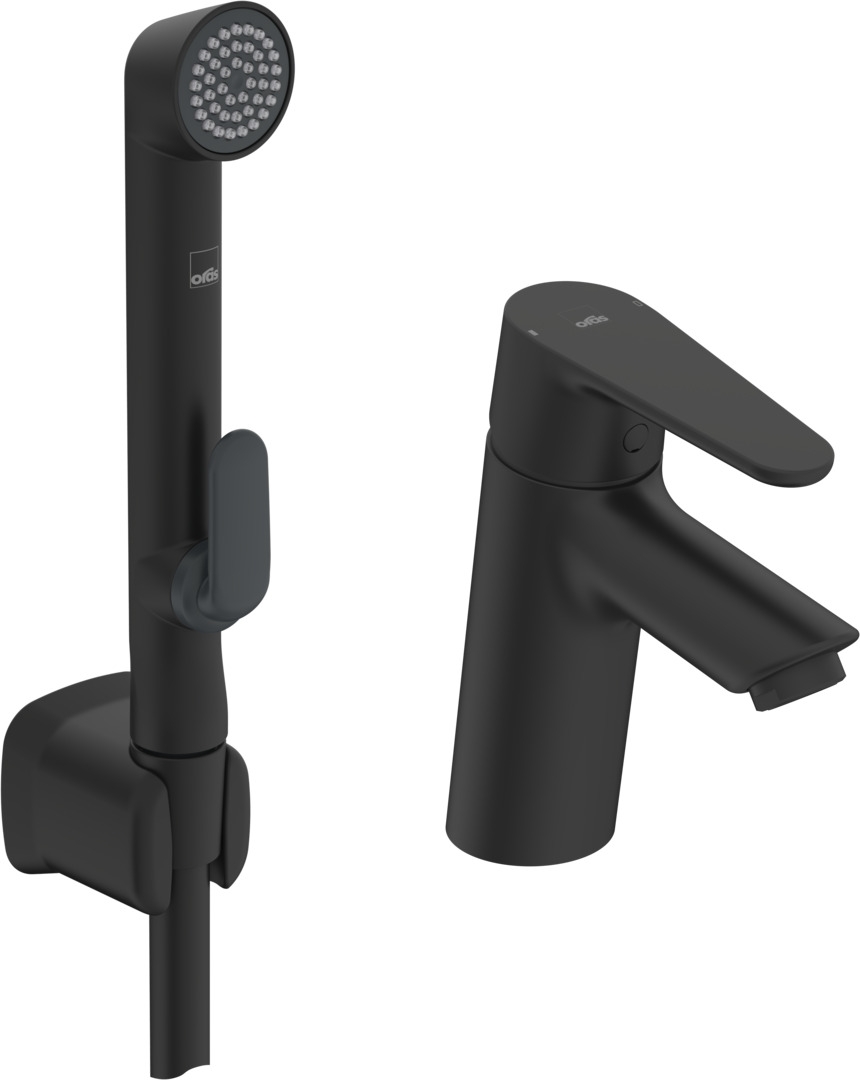 Oras Optima Waschtischarmatur mit Bidet-Duschkopf Stehend schwarz 2612F-33