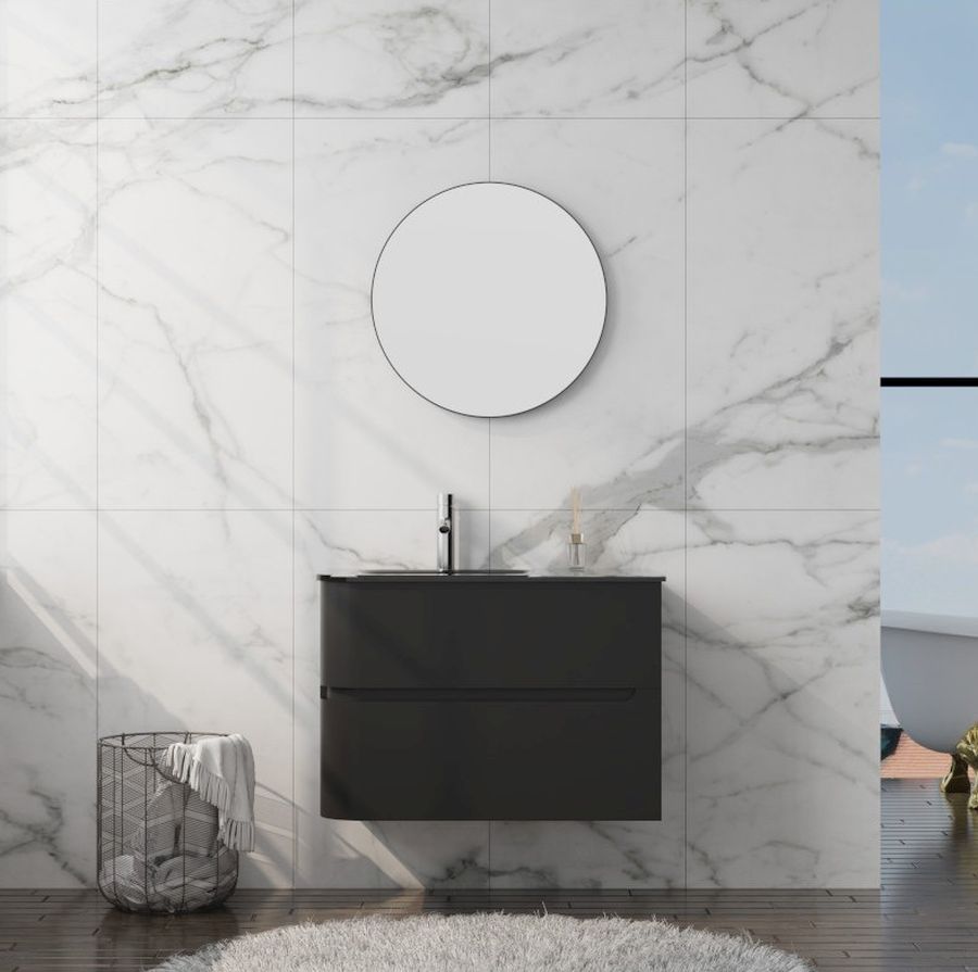 LaVita Atlanta Waschbecken mit Unterschrank 80 cm schwarz 5900378339786