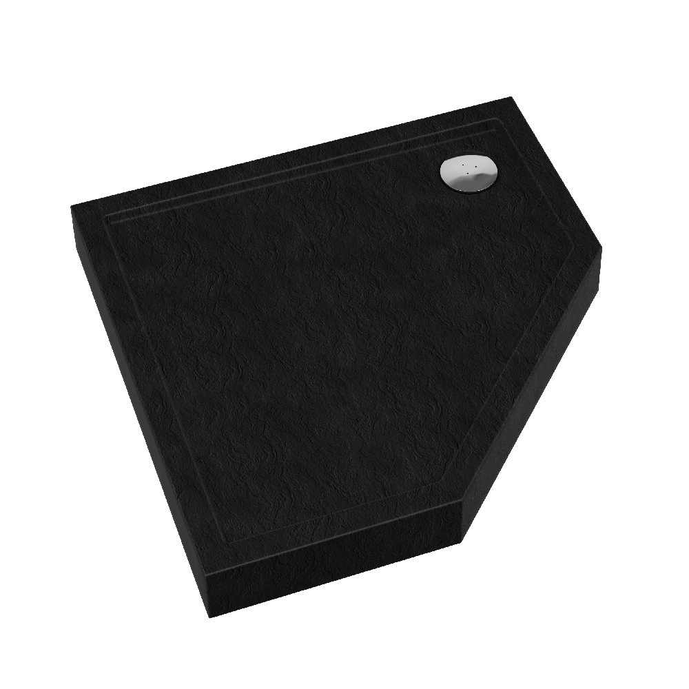 Schedline Cameron Black Stone Fünfeckige Duschwanne 80x80 cm schwarz 3ST.C1PK-8080/C/ST