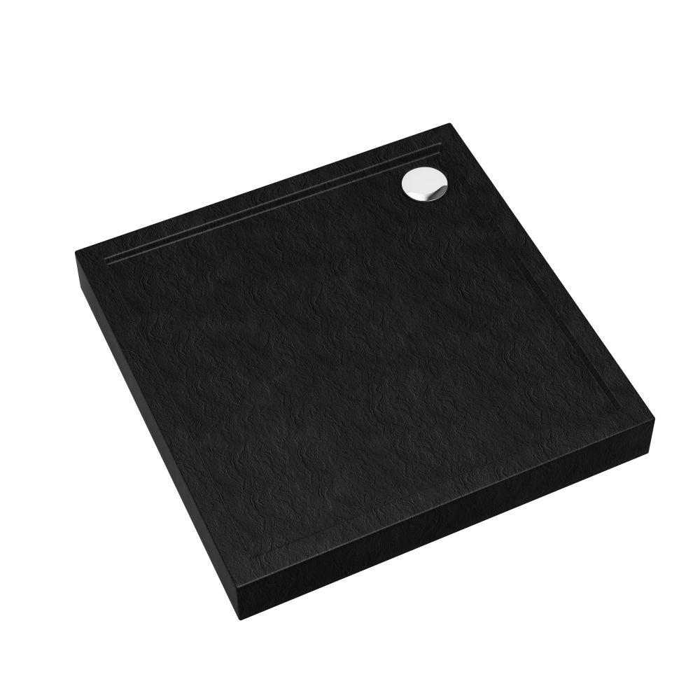 Schedline Cameron Black Stone Quadratische Duschwanne 80x80 cm schwarz 3ST.C1K-8080/C/ST