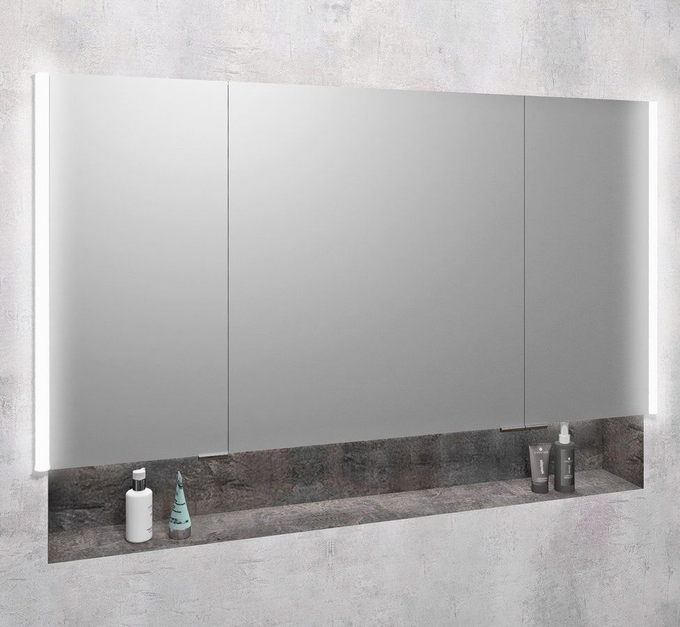 Sapho Integra Kabinett 125.5x16.5x70 cm Spiegelschrank grau IN125