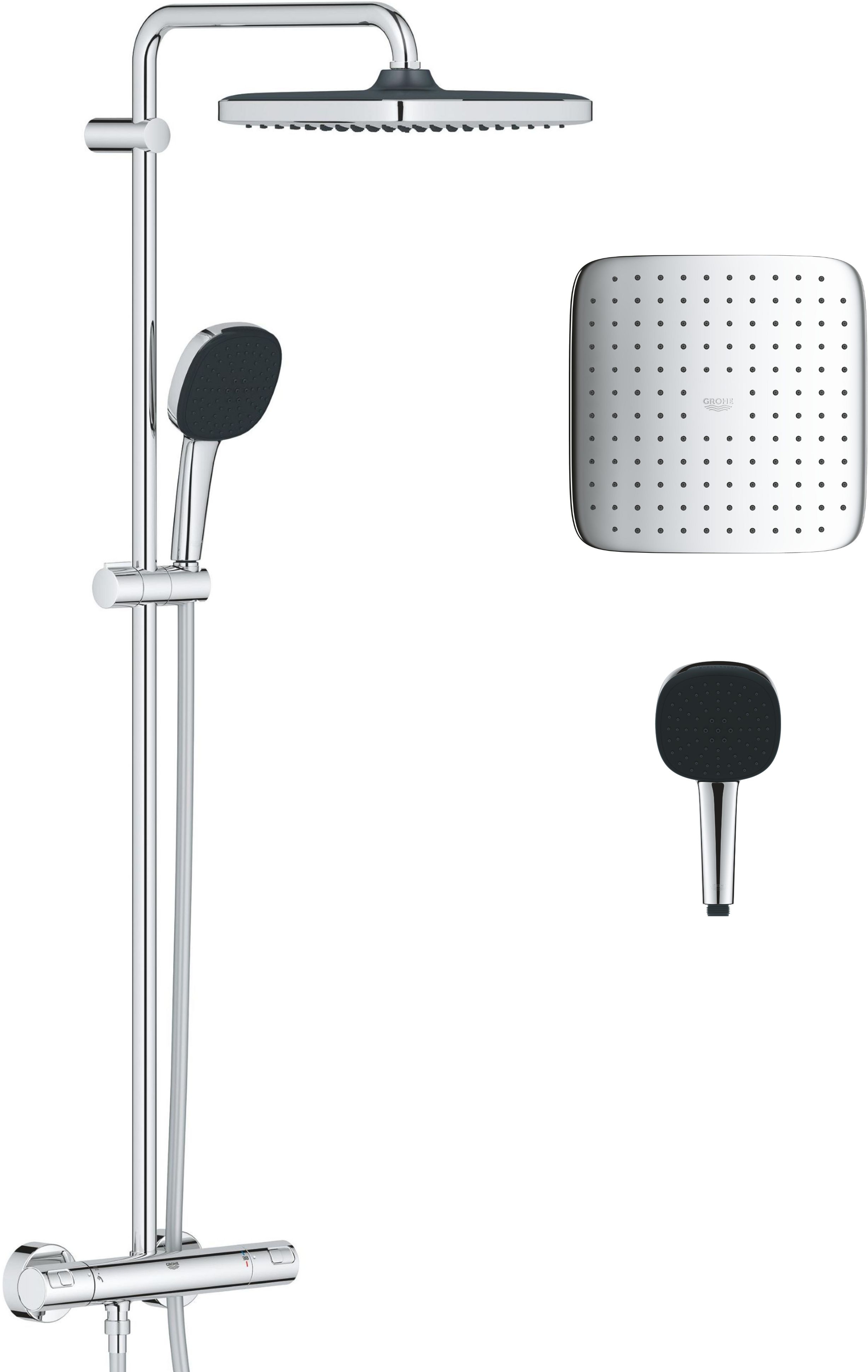 Grohe Vitalio Comfort Duschset Wandmontage mit Thermostat mit Regenbrause StarLight Chrom 26696001