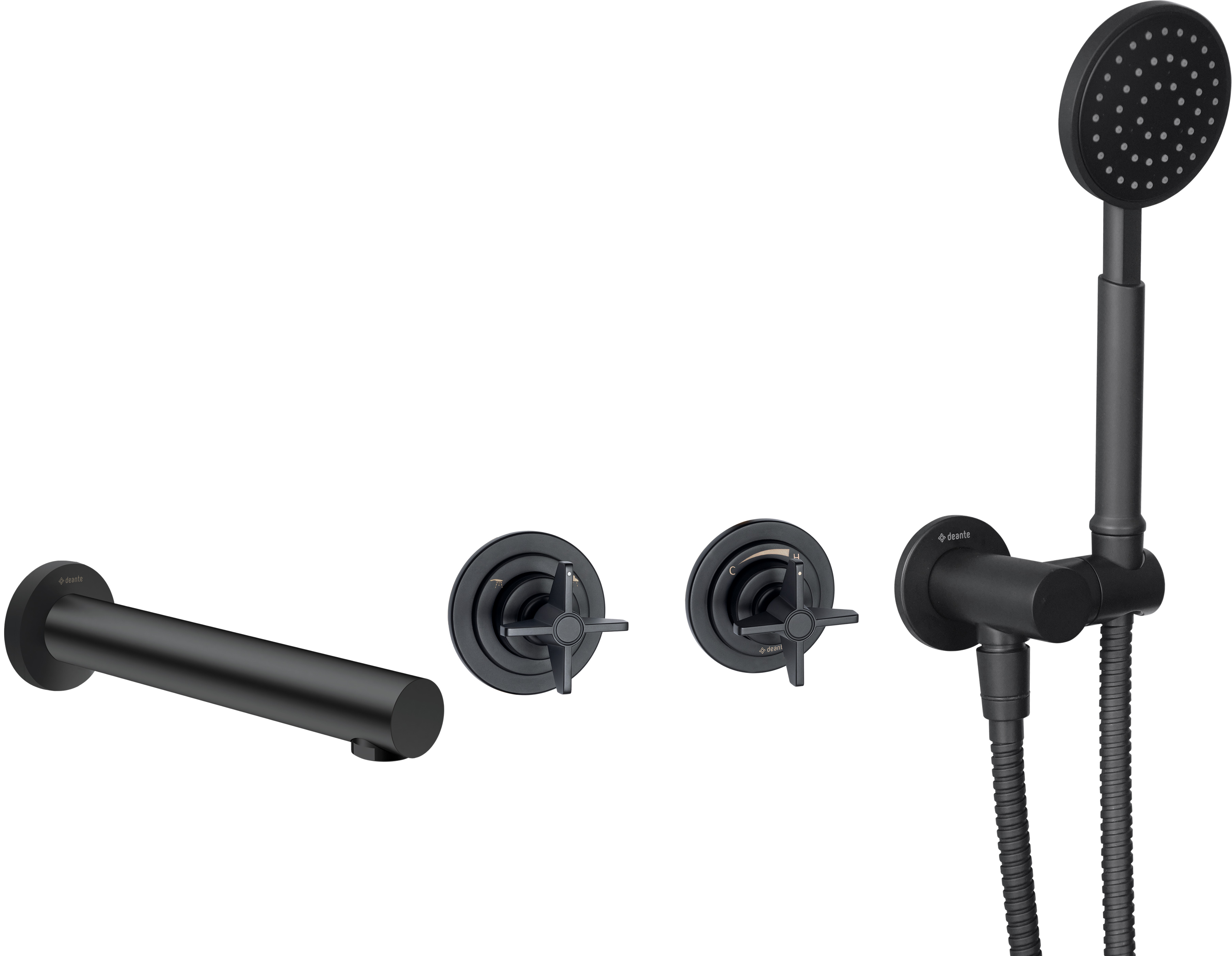 Deante Temisto Badewannen- und Duscharmatur Unterputz schwarz NACN9TQ