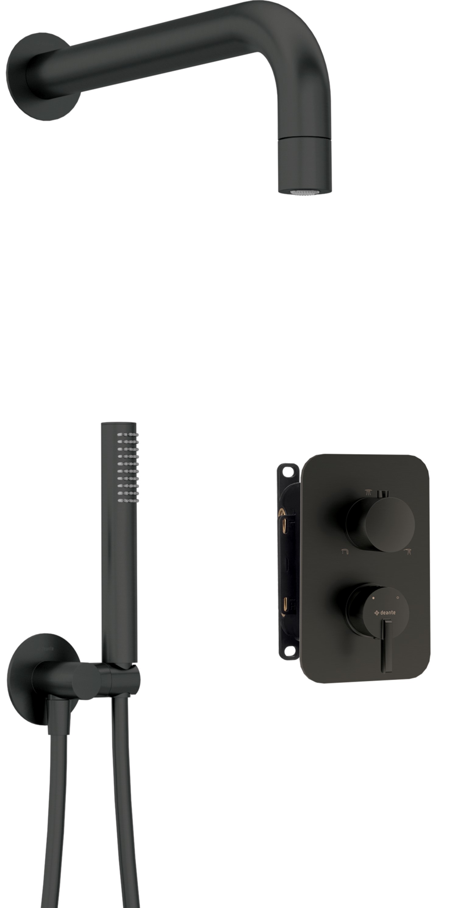 Deante Silia Duschset Unterputz mit Regenbrause schwarz BXYZNQSM