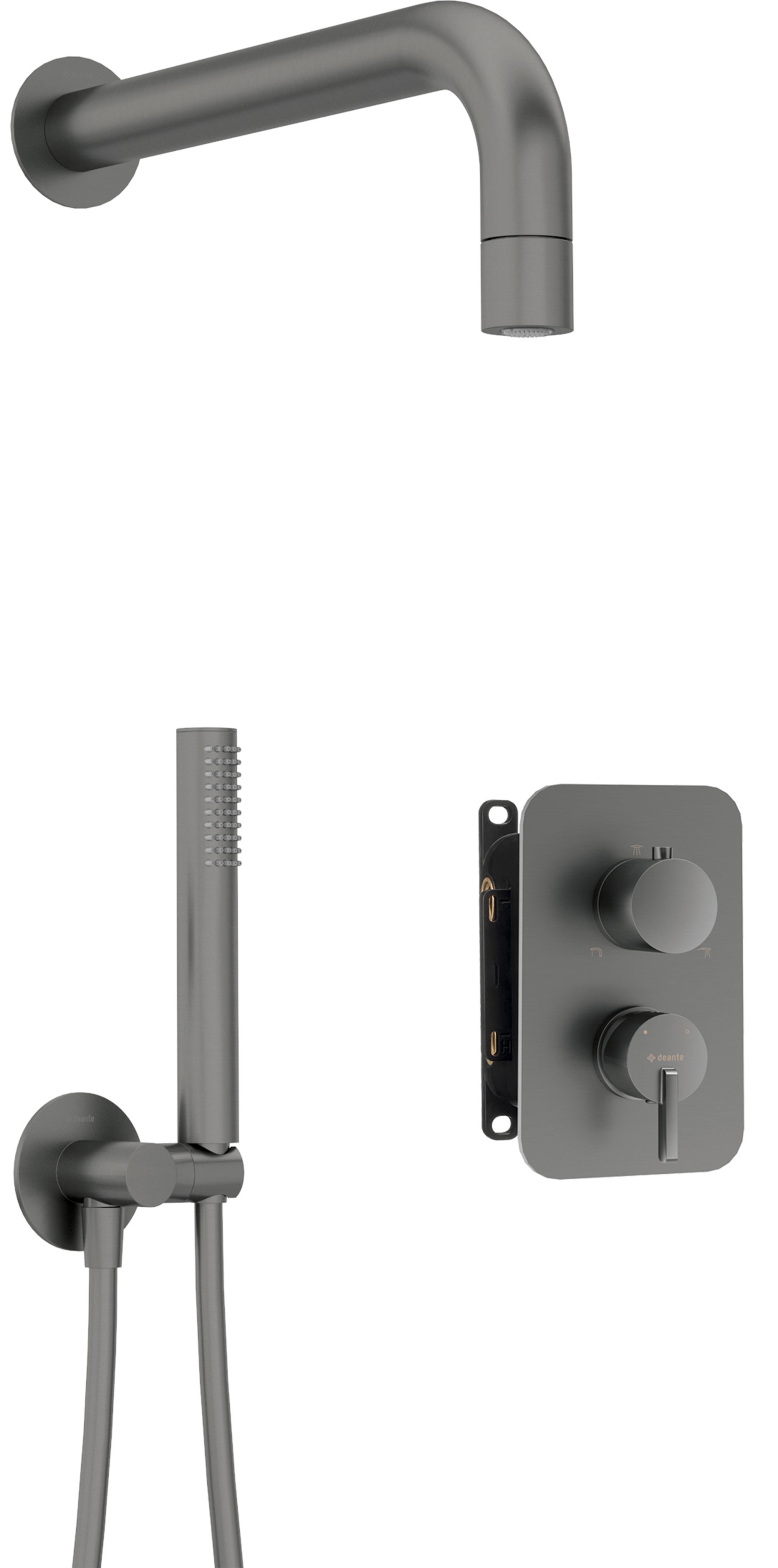 Deante Silia Duschset Unterputz mit Regenbrause graphit BXYZDQSM