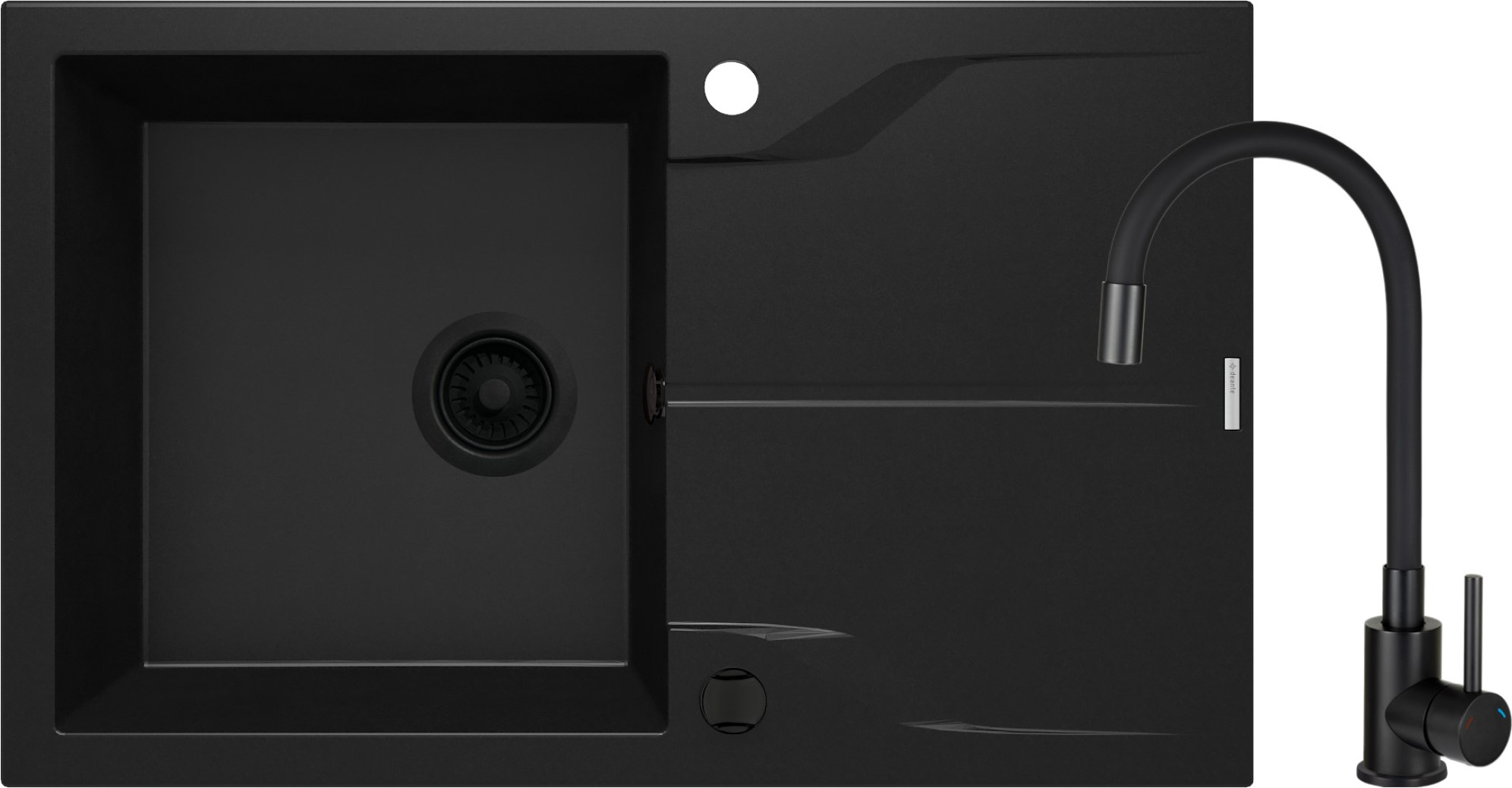 Deante Andante Waschbecken mit Wasserhahn schwarz/schwarz ZQNNN113