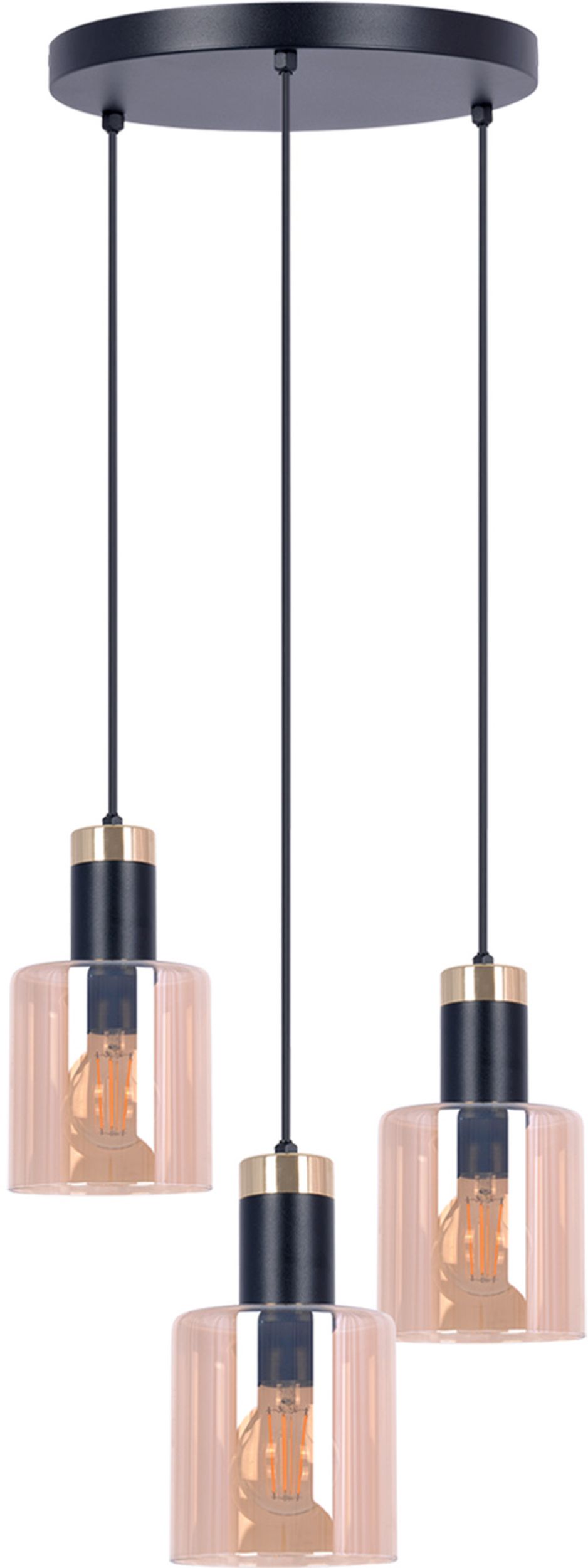 Kaja Alto Pendelleuchte 3x40 W schwarz-gold-bernstein K-5257