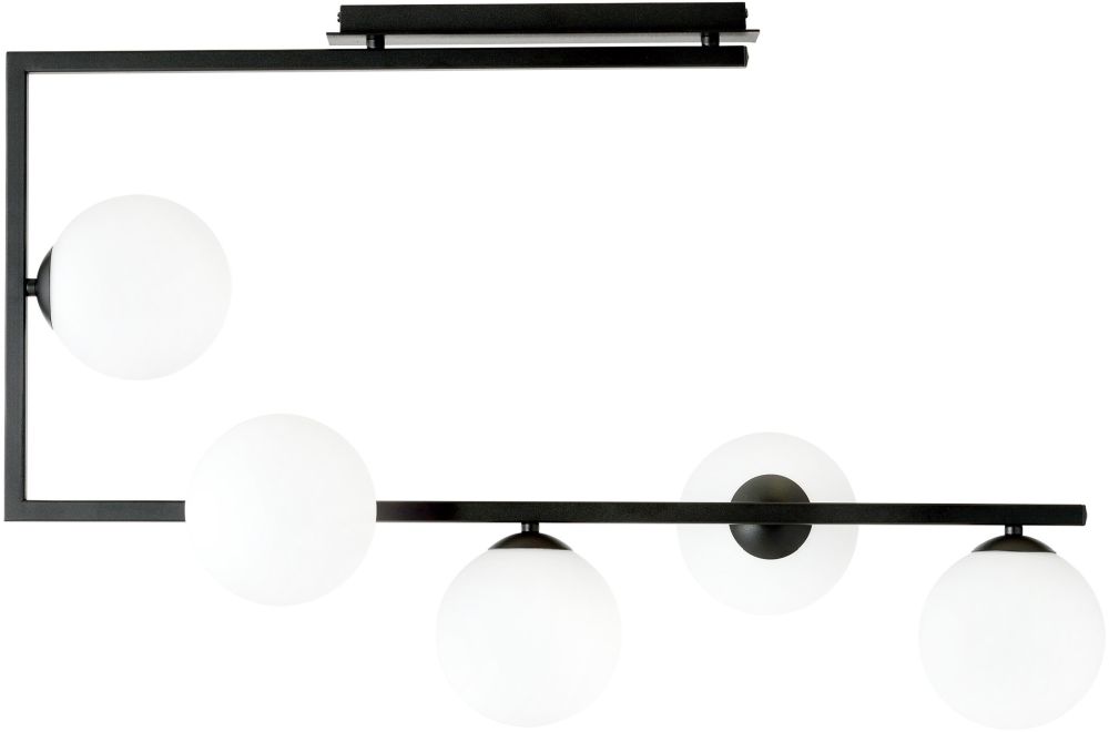 Emibig Soma Deckenlampe 5x10 W schwarz-milchig 1291/5