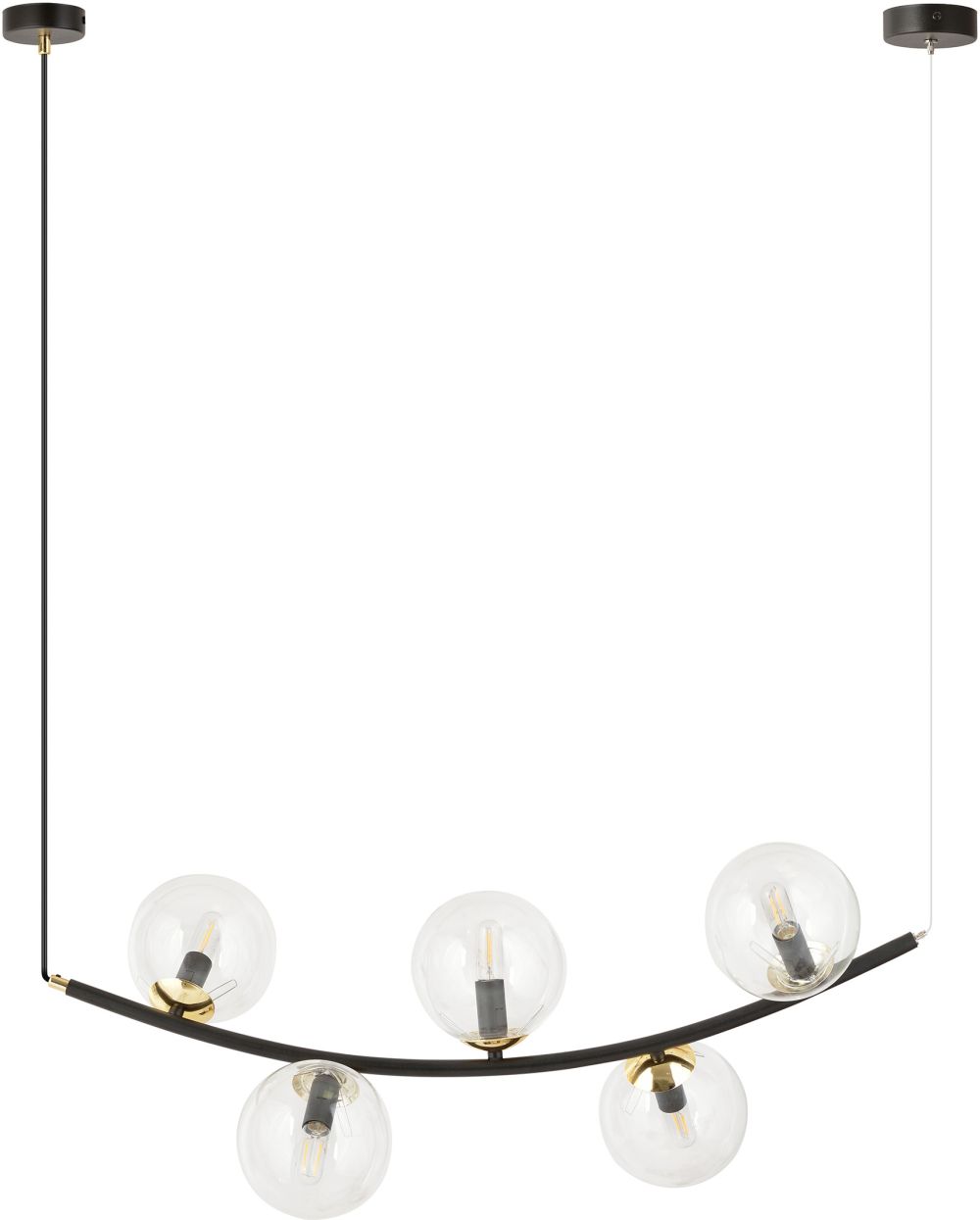 Emibig Ritz Pendelleuchte 5x10 W schwarz-transparent 1296/5