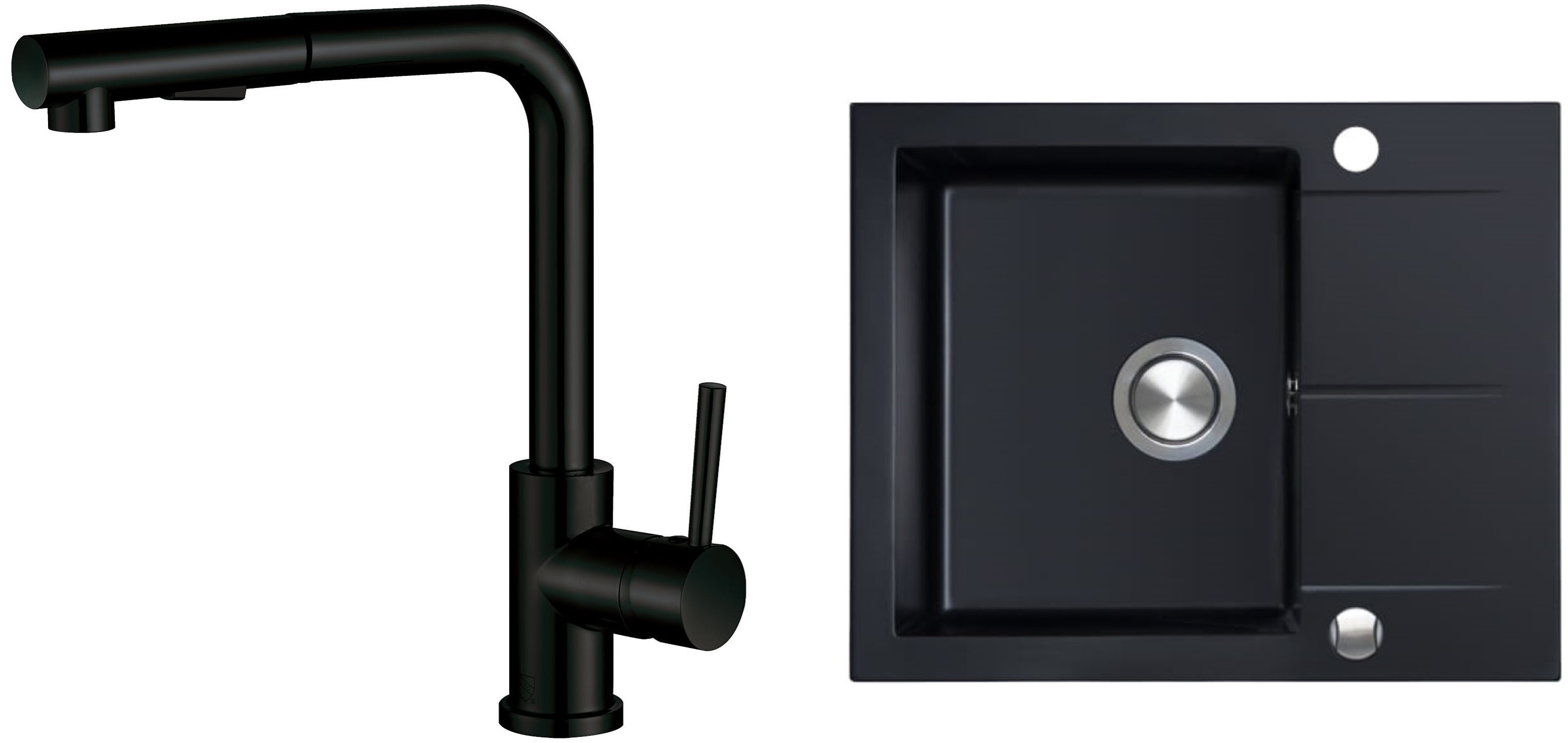 Satz granitspüle Berg Hobart BRQ1911A, küchenarmatur Berg Porta WW 130231PH