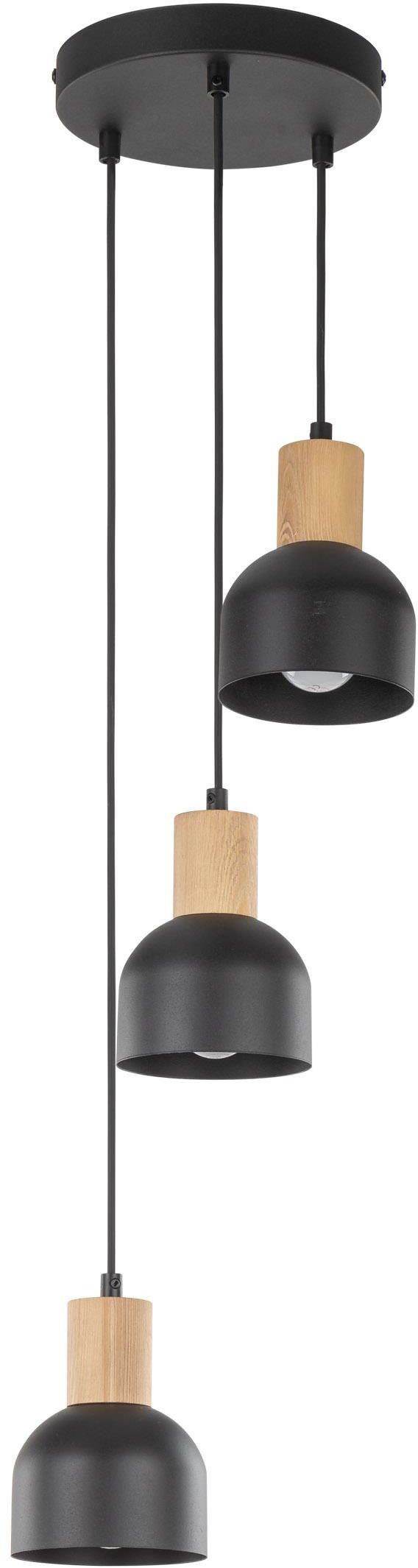 TK Lighting Cairo Pendelleuchte 3x15 W schwarz-holz 4895