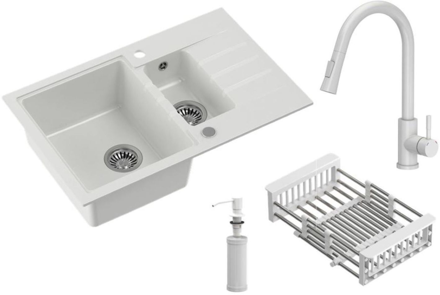 Quadron Comfort 156 waschbecken mit wasserhahn und zubehör weiß/weiß HCQP57850BIK_3673500WHM