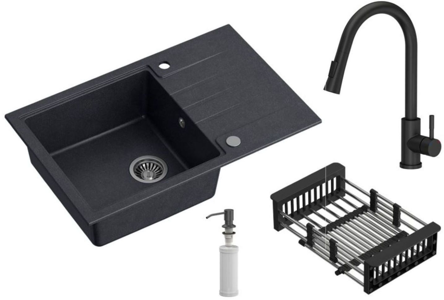 Quadron Comfort 111 waschbecken mit wasserhahn und zubehör schwarz/schwarz HCQP7850CZK_3673500BLM