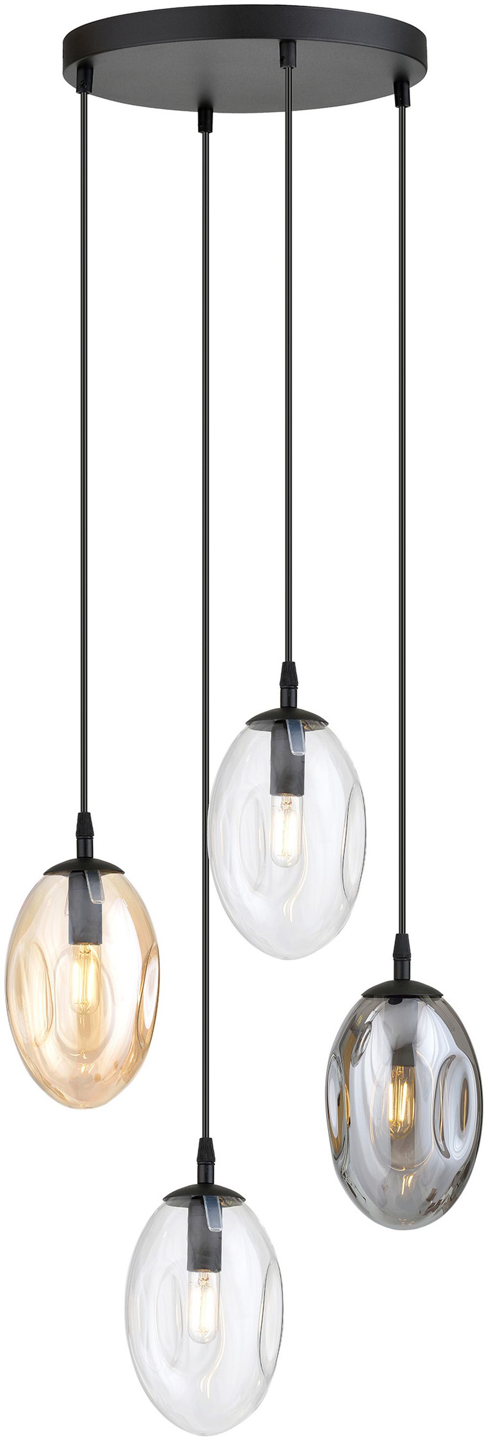 Emibig Astral Pendelleuchte 4x10 W schwarz-transparent-verraucht 1268/4PREM