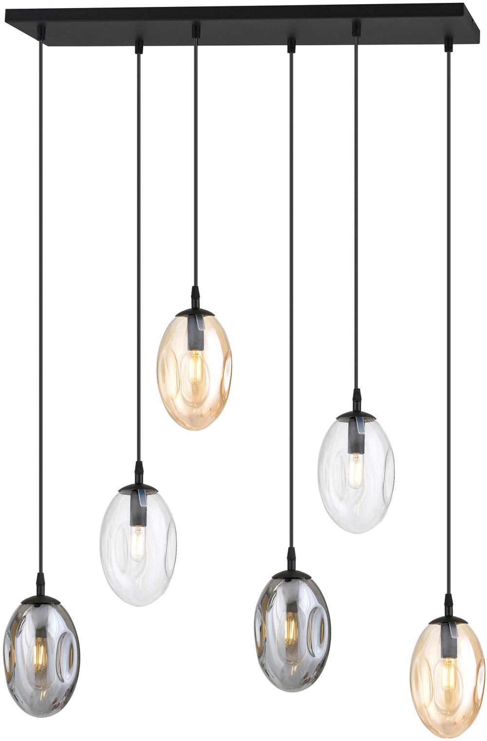 Emibig Astral Pendelleuchte 6x10 W schwarz-transparent-verraucht 1268/6M1