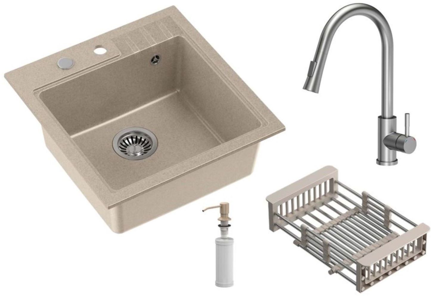 Quadron Comfort 110 waschbecken mit wasserhahn und zubehör beige/stahl HCQP5052BEZK_3673500BS