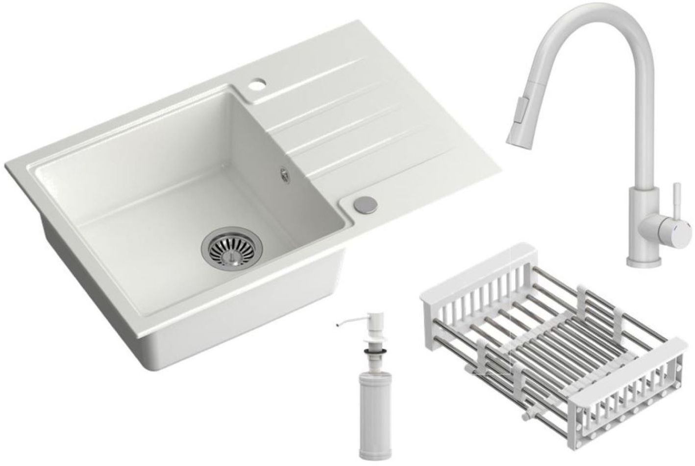 Quadron Comfort 111 waschbecken mit wasserhahn und zubehör weiß/weiß HCQP7850BIK_3673500WHM