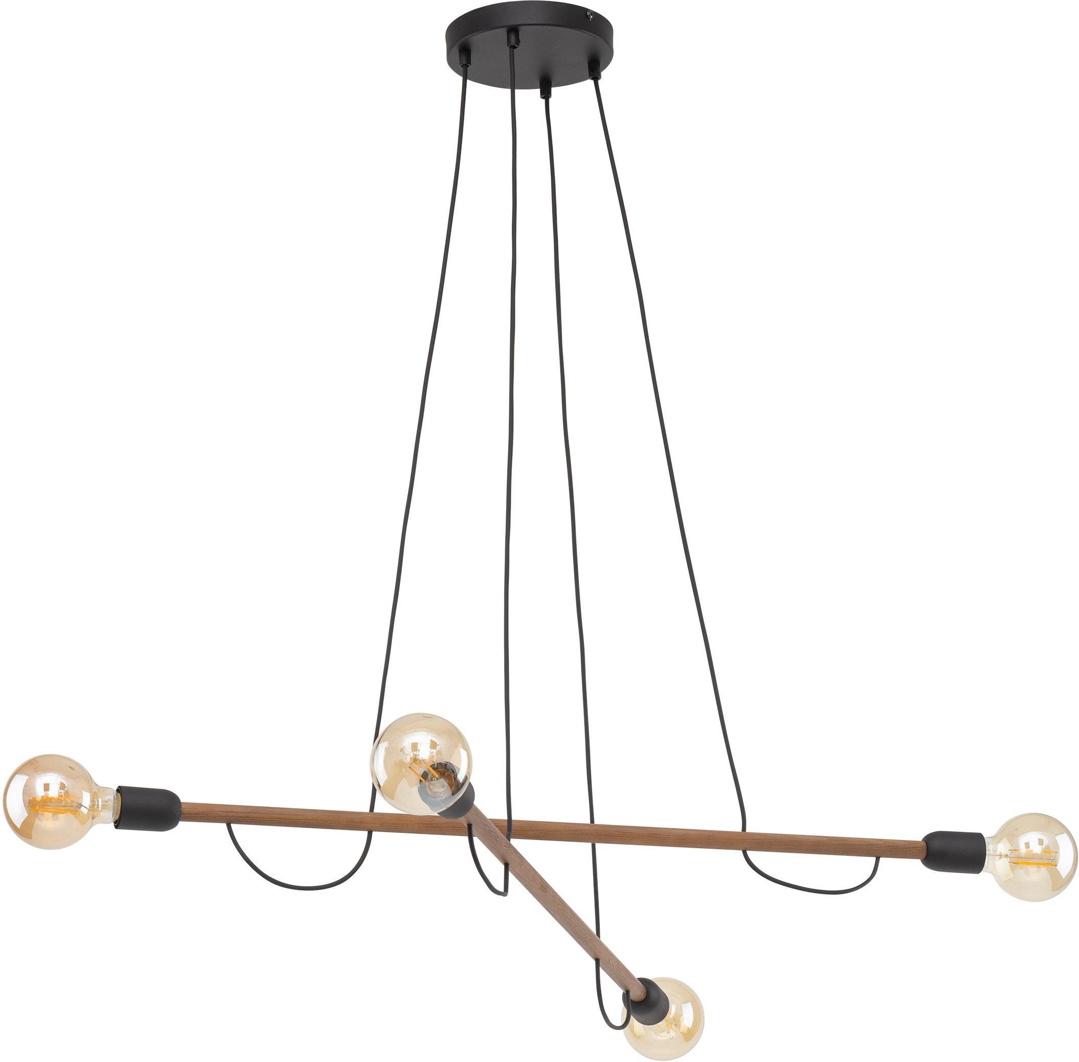 TK Lighting Helix Pendelleuchte 4x15 W schwarz-holz 4949