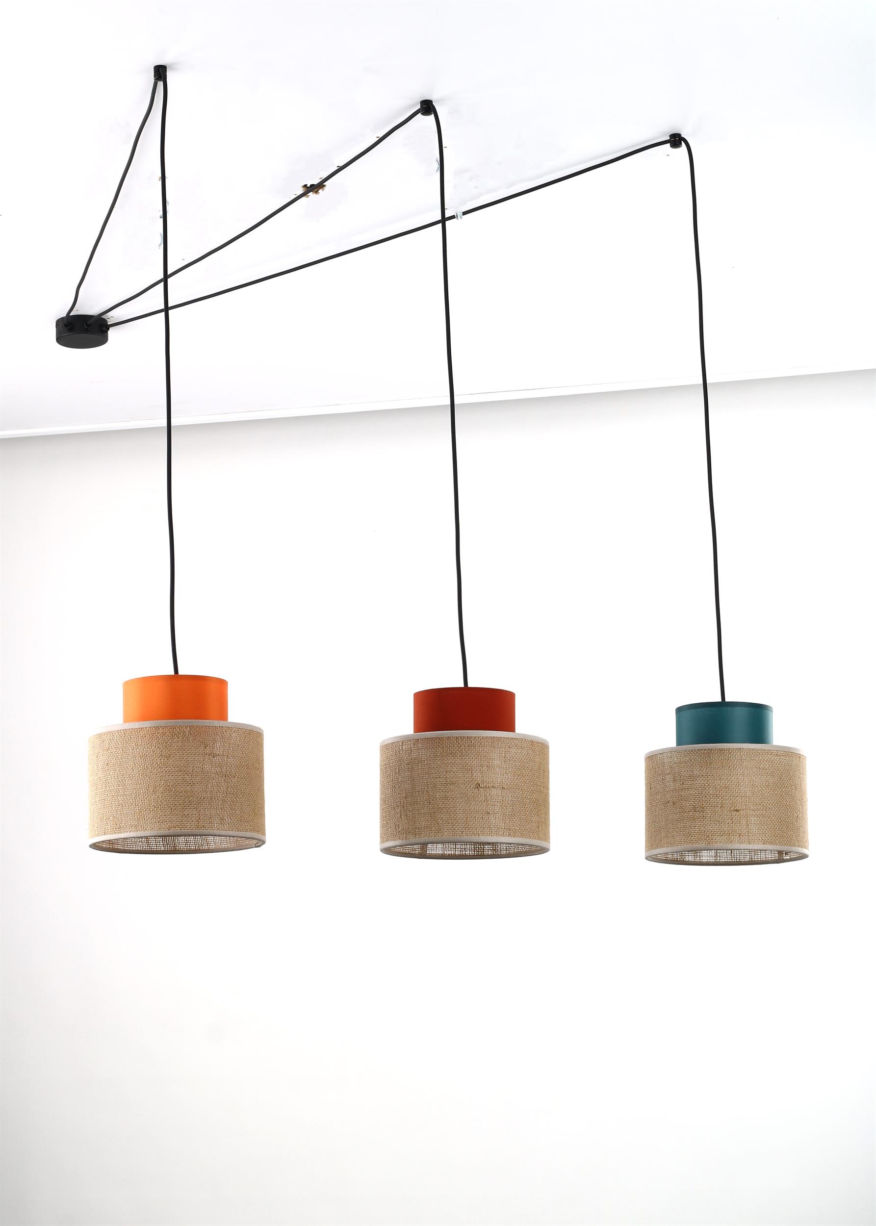 TK Lighting Duo Pendelleuchte 3x15 W schwarz-blau-rot-orange 3140