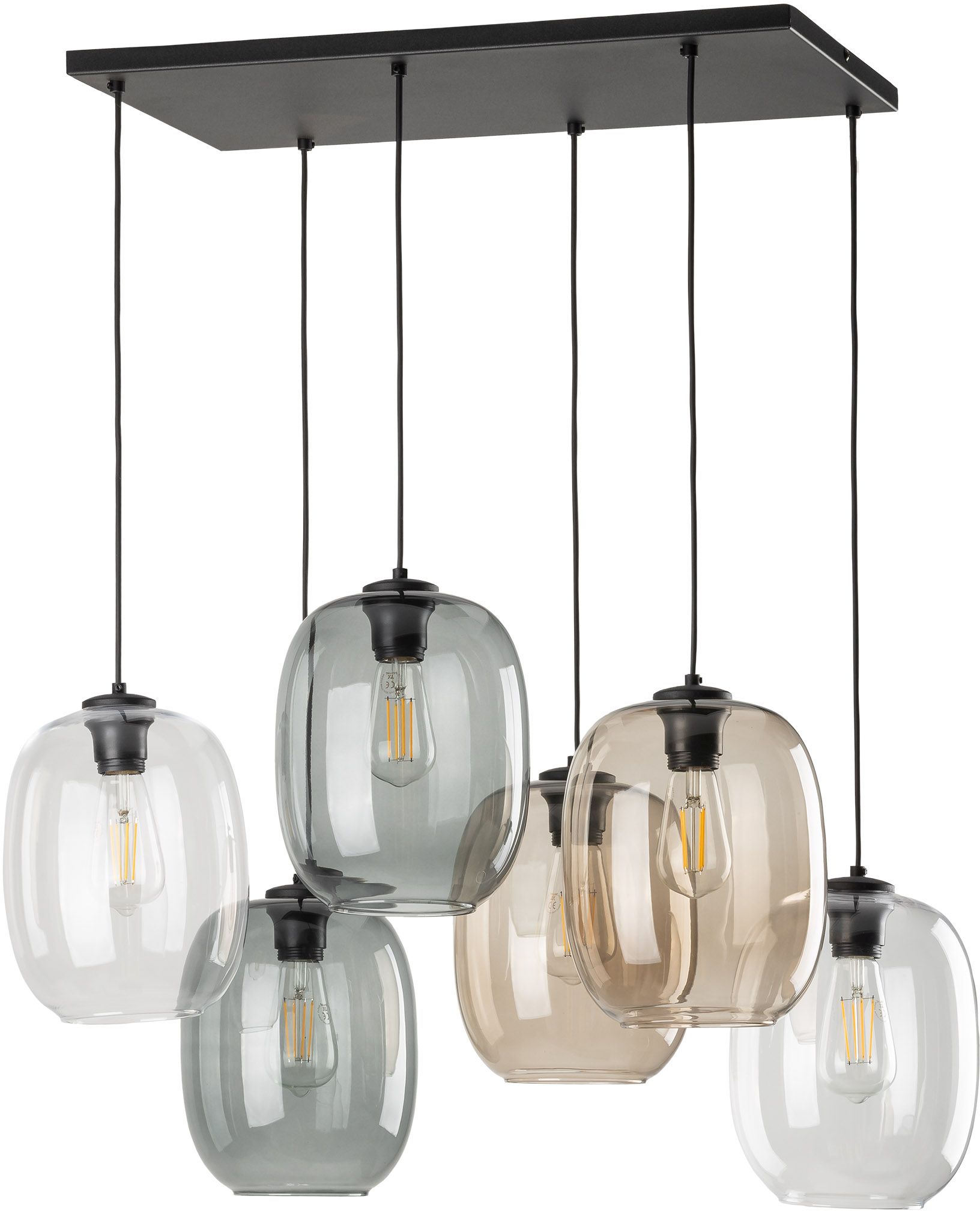 TK Lighting Elio Pendelleuchte 6x15 W schwarz 5974