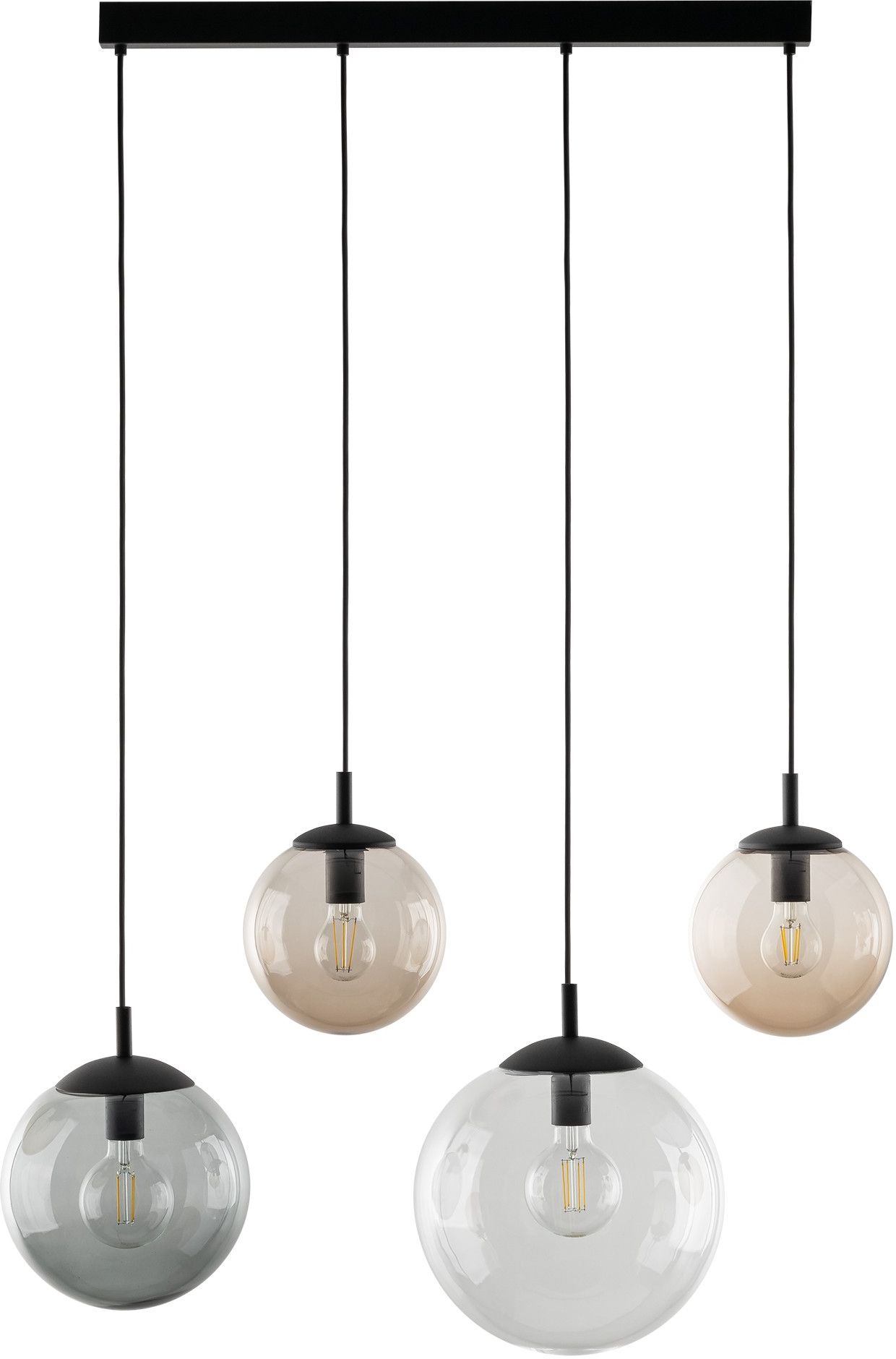 TK Lighting Esme Pendelleuchte 4x15 W schwarz-transparent-opal-graphit 4795