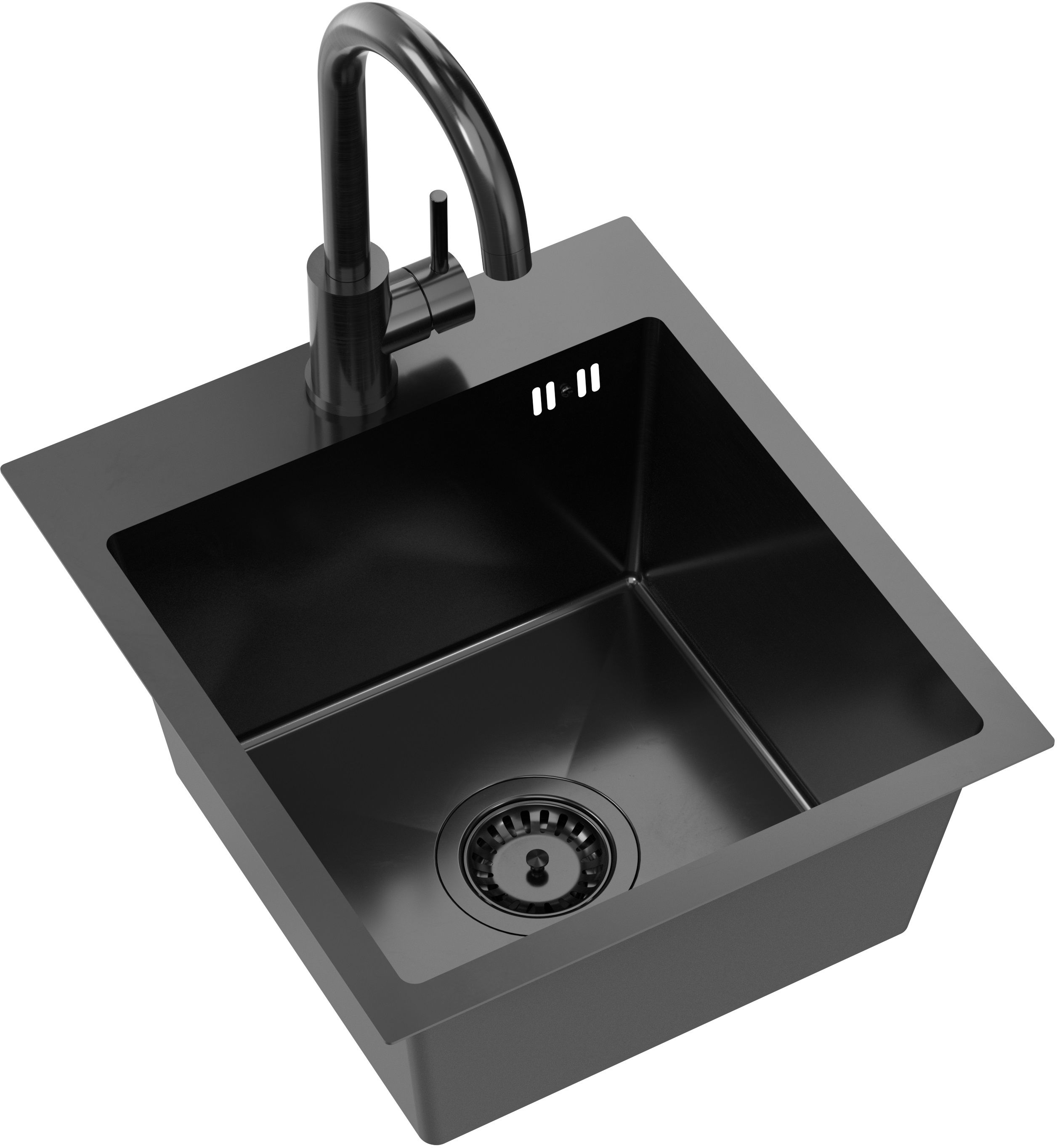 Quadron Luke waschbecken mit wasserhahn schwarz/schwarz ZH4045PVDBLM_3623500_PVDBLM