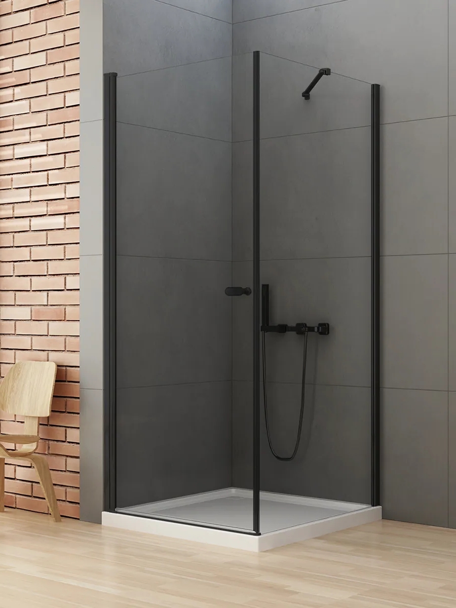 New Trendy New Soleo Black Dusche 120x100 cm rechteckig schwarz Matte/durchsichtiges Glas D-0232A/D-0149B
