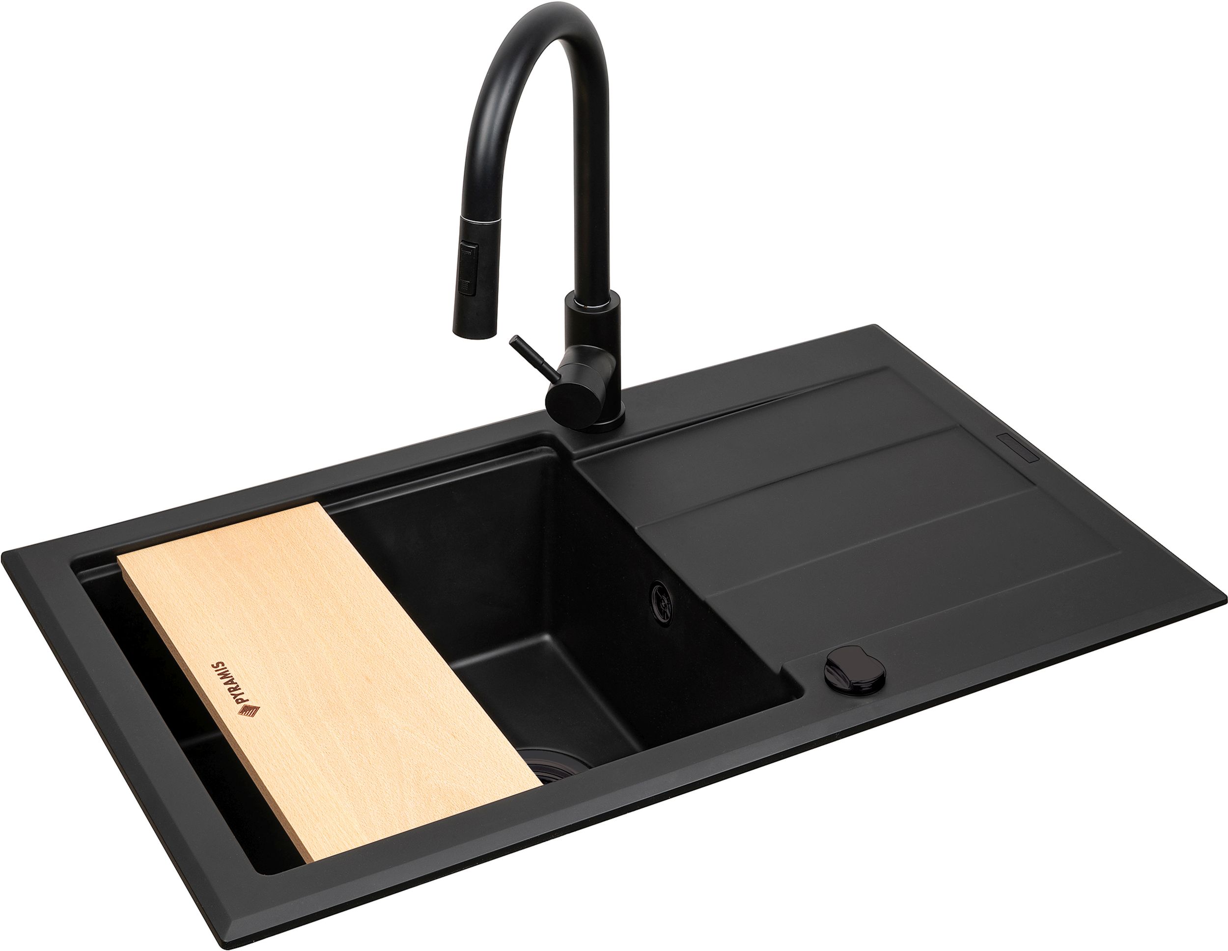 Pyramis Sparta Plus Waschbecken mit Wasserhahn schwarz/schwarz 070175802BE