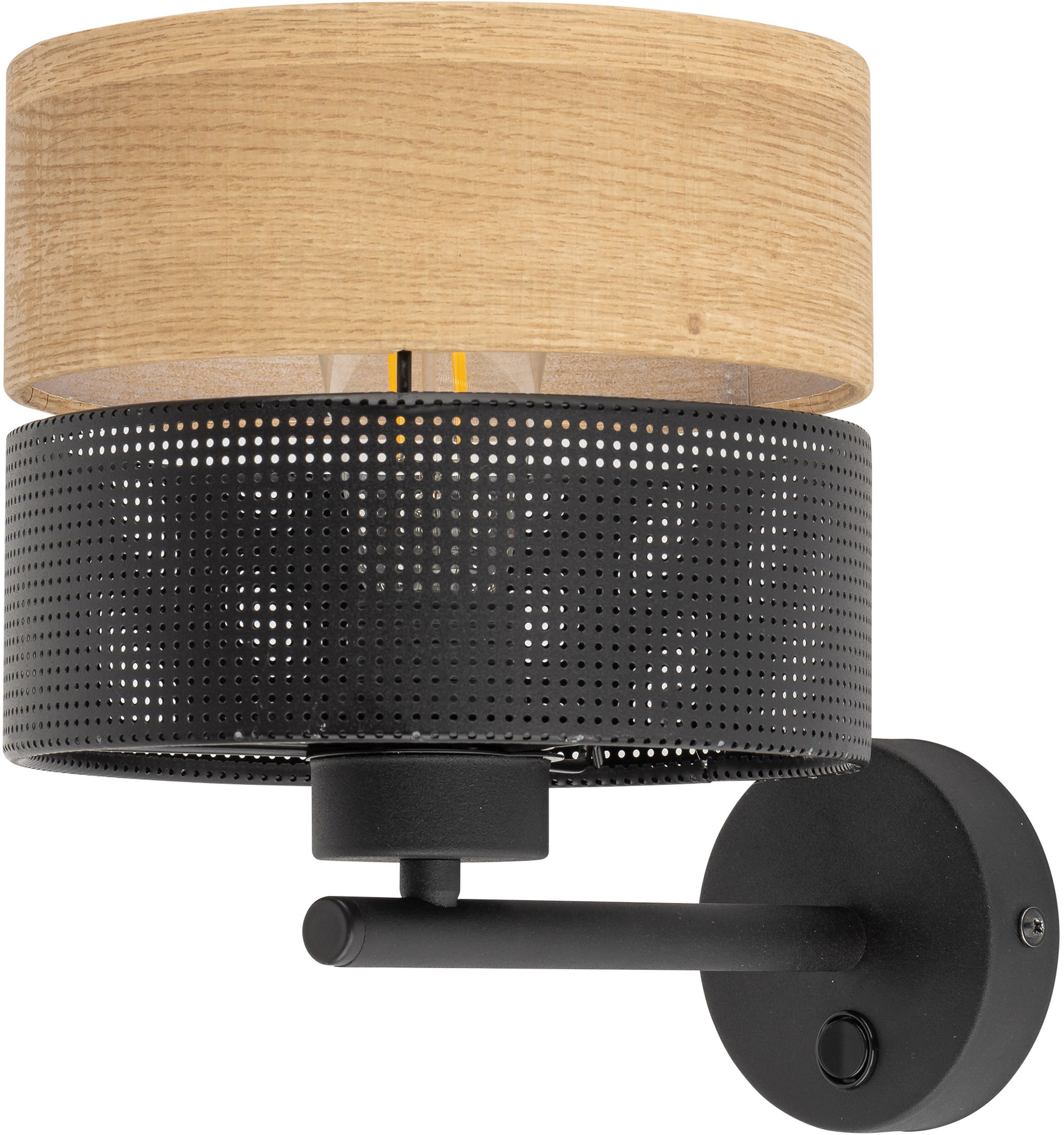 TK Lighting Nicol Wandleuchte 1x15 W schwarz-holz 6539