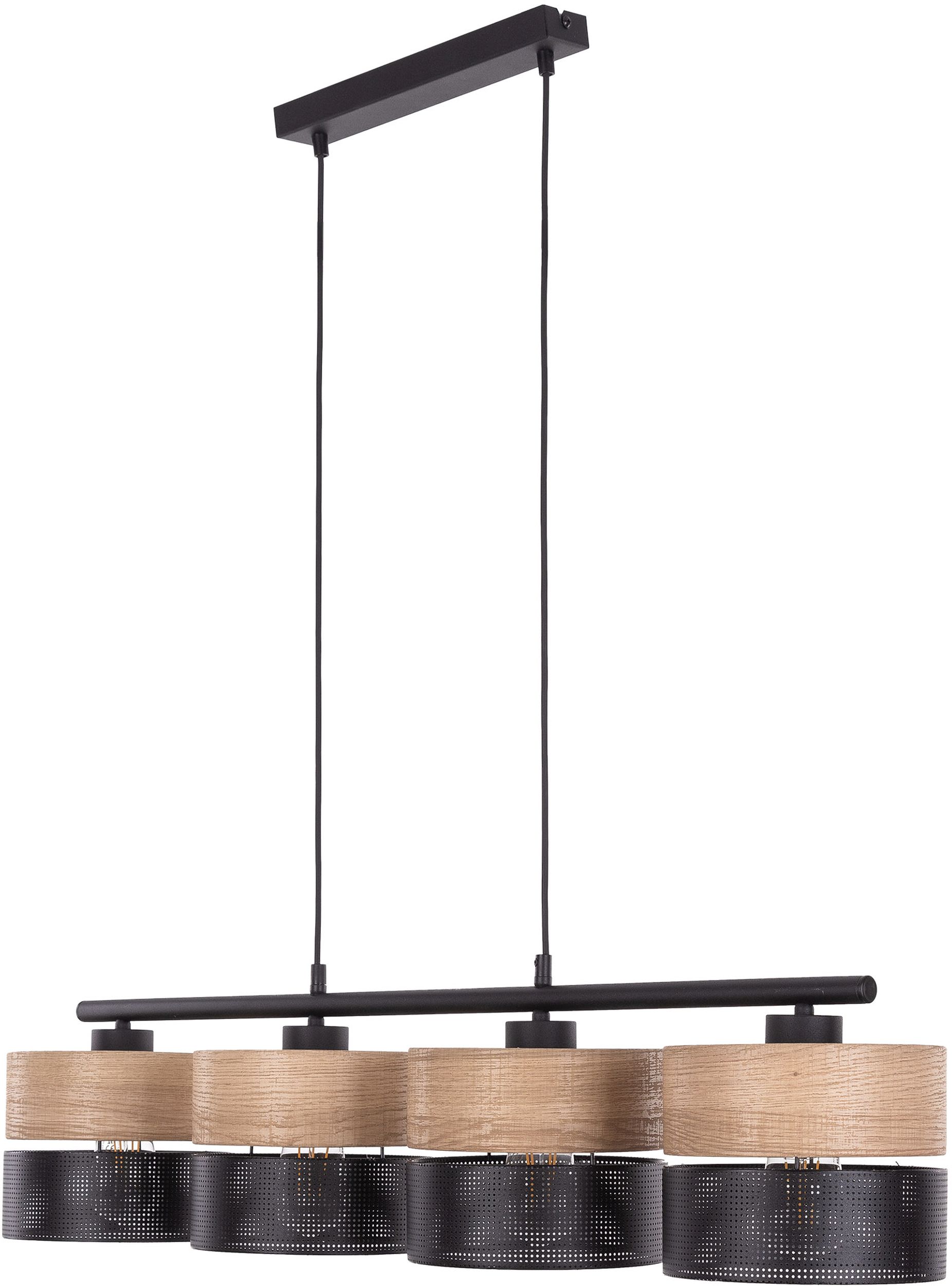 TK Lighting Nicol Pendelleuchte 4x15 W schwarz-holz 4802
