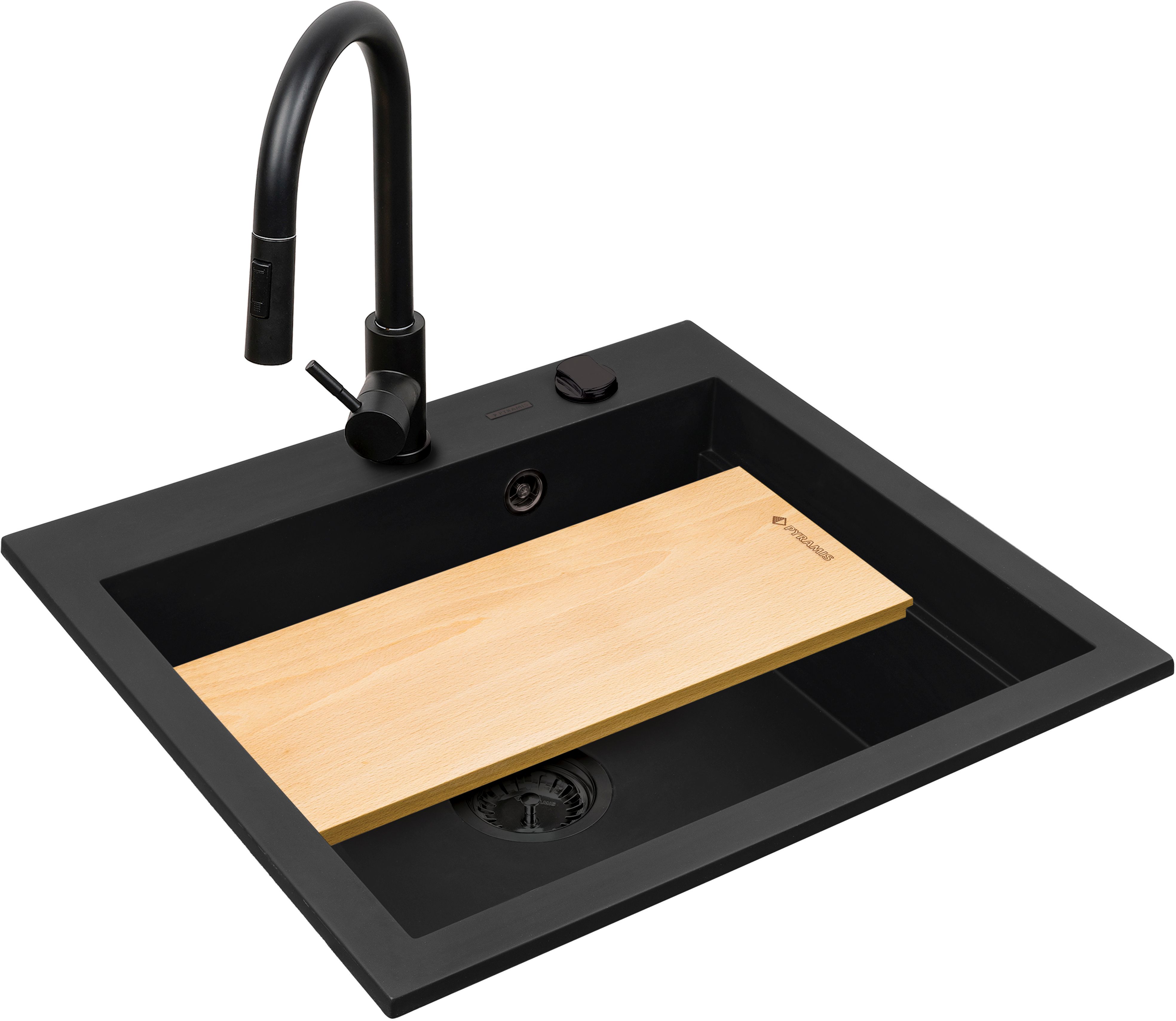 Pyramis Siros Waschbecken mit Wasserhahn schwarz/schwarz 070169002BE