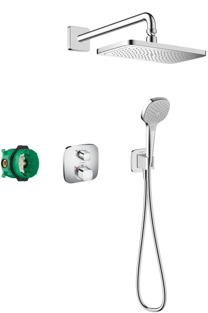 Hansgrohe Croma E Duschset Unterputz mit Thermostat mit Regenbrause chrom 27953000