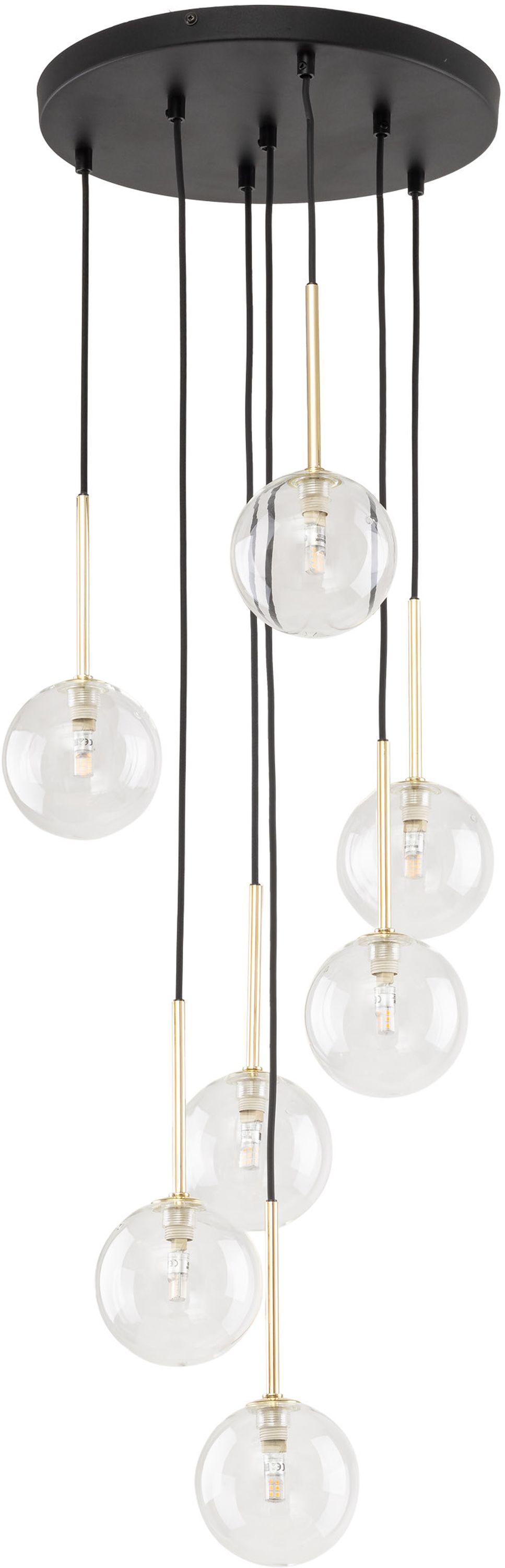 TK Lighting Nilos Pendelleuchte x6 W schwarz-transparent-gold 5362