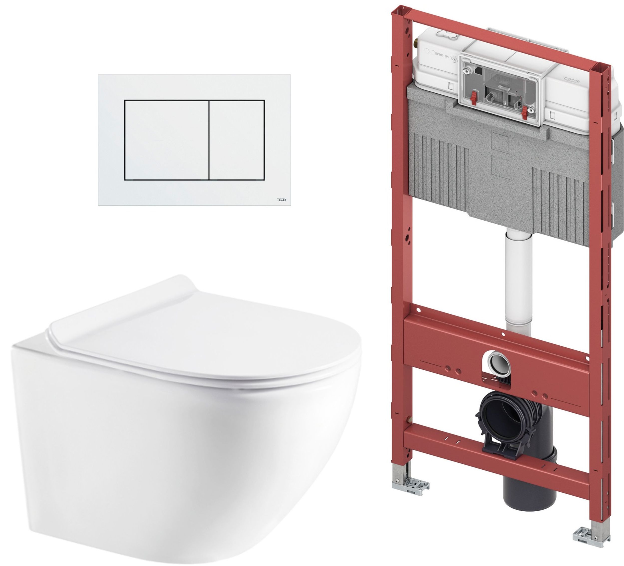 Set Unterputzrahmen Tece Profil 9300302, WC-Becken mit Absenkautomatik-Sitz Hagser Beno HGR10000042, 9.240.400