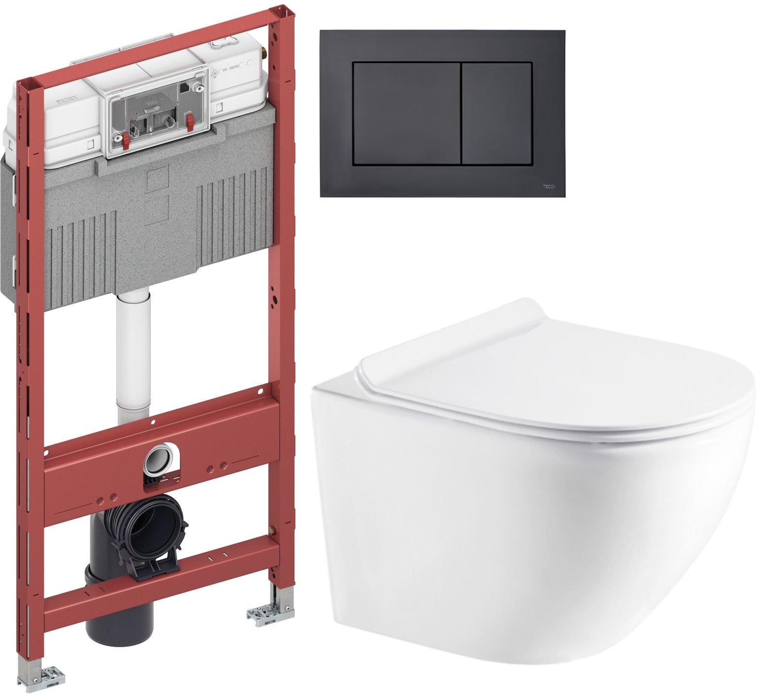 Set Unterputzrahmen Tece Profil 9300302, WC-Becken mit Absenkautomatik-Sitz Hagser Beno HGR10000042, 9240407