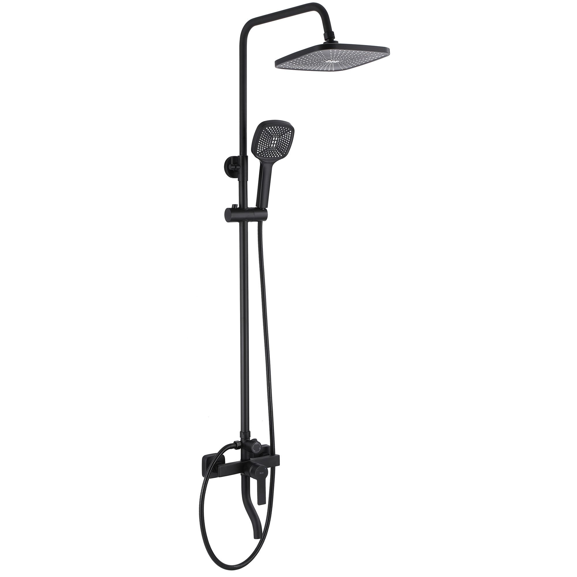 Rea Argus Badewannen- und Duschset Wandmontage mit Regenbrause schwarz REA-P2389