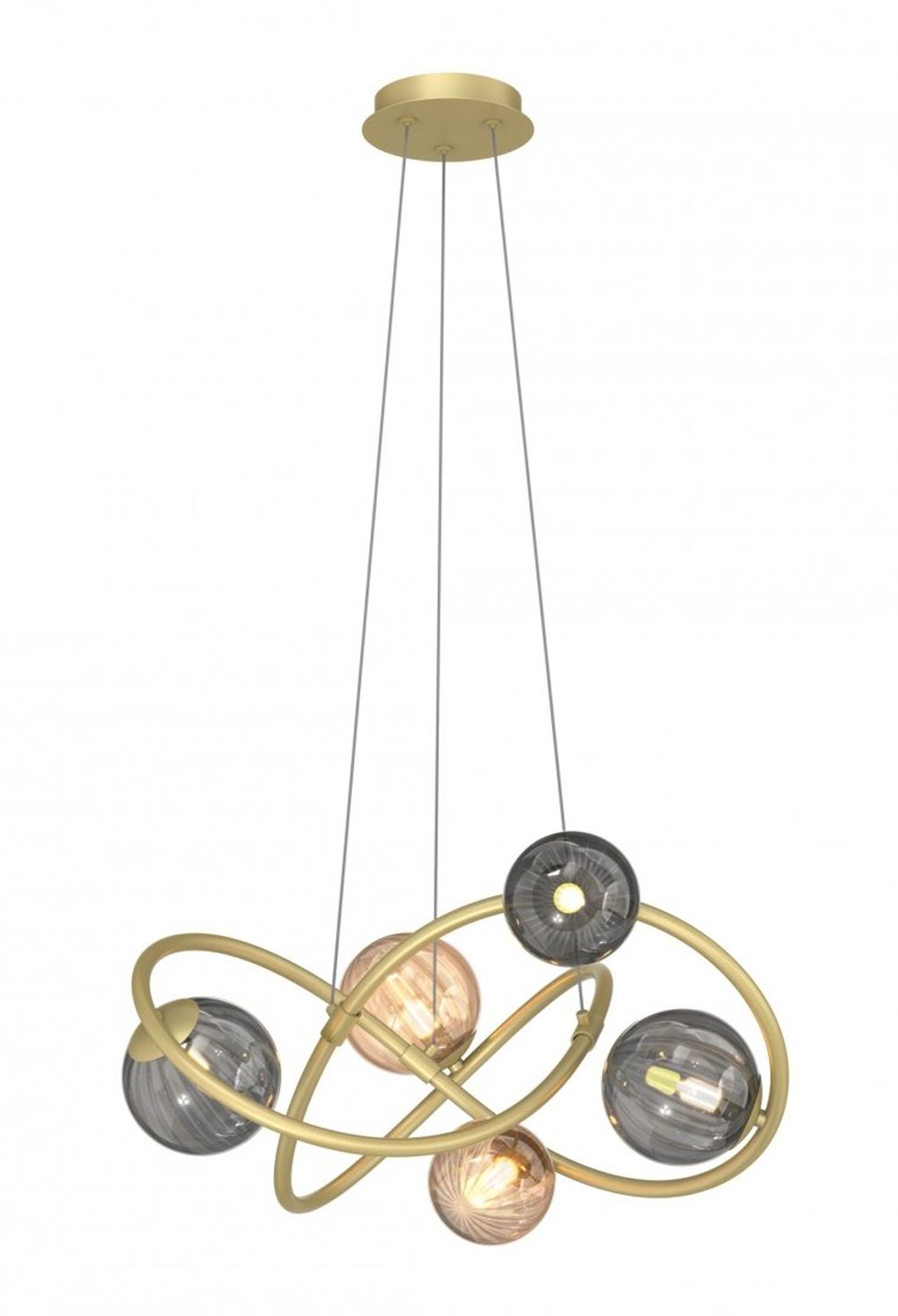 Zuma Line Arlon Pendelleuchte 5x3.5 W gold-grau/aschfarben-bernstein MD4922-5-EGBDN