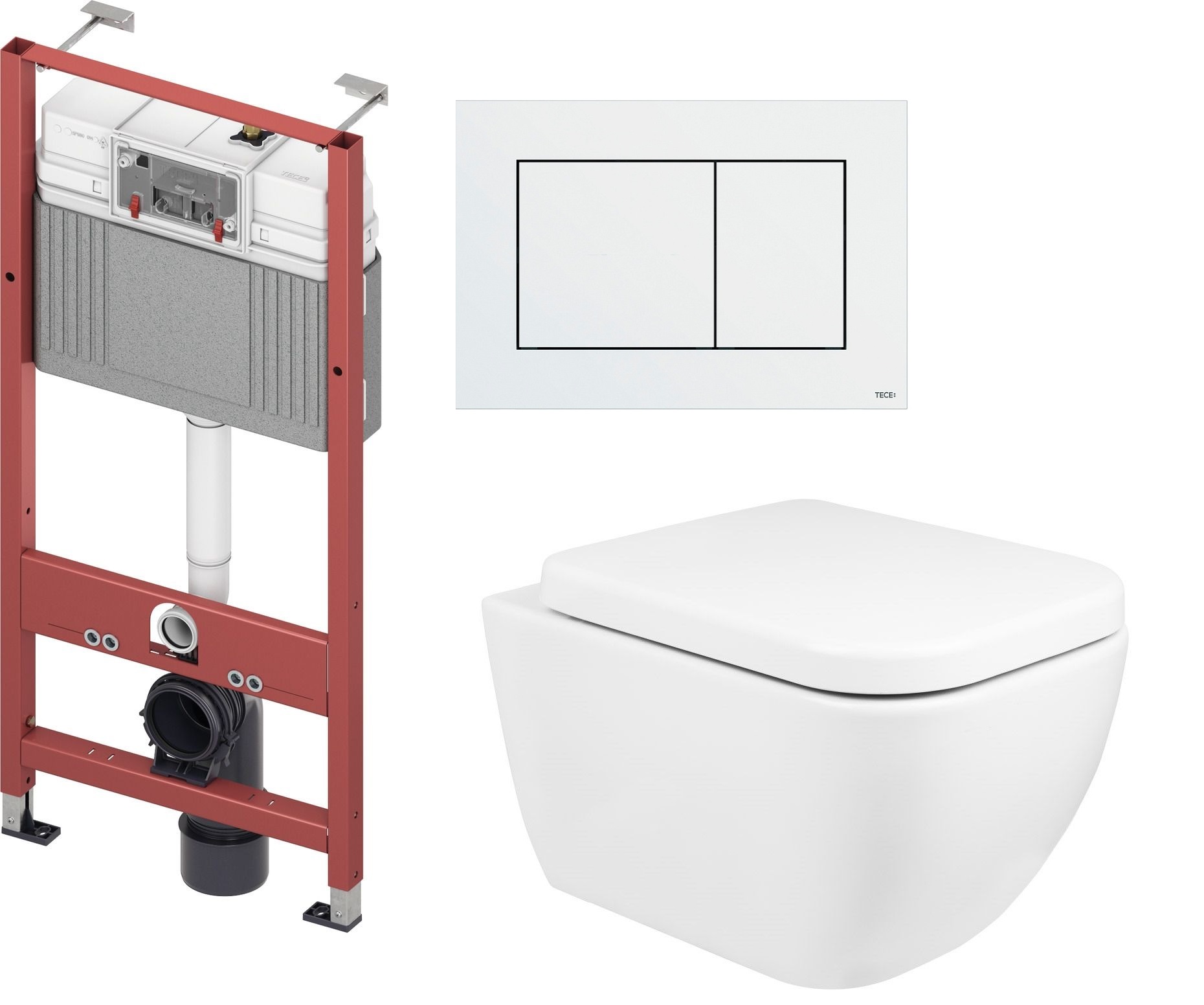 Set WC-Becken Oltens Vernal 42502000, Unterputzrahmen Tece Base 9400407, 45103000, 9.240.400