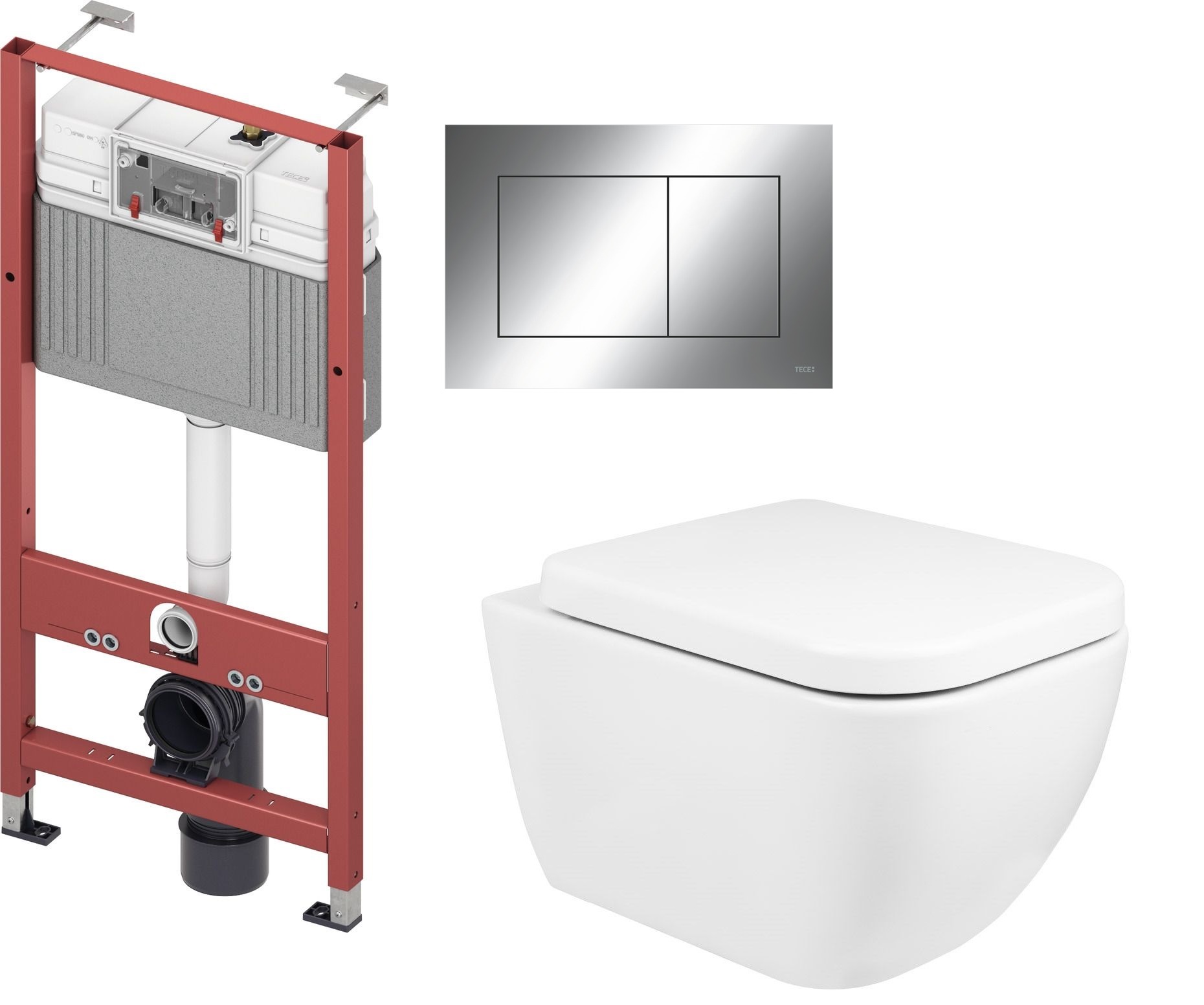 Set WC-Becken Oltens Vernal 42502000, Unterputzrahmen Tece Base 9400407, 45103000, 9.240.401