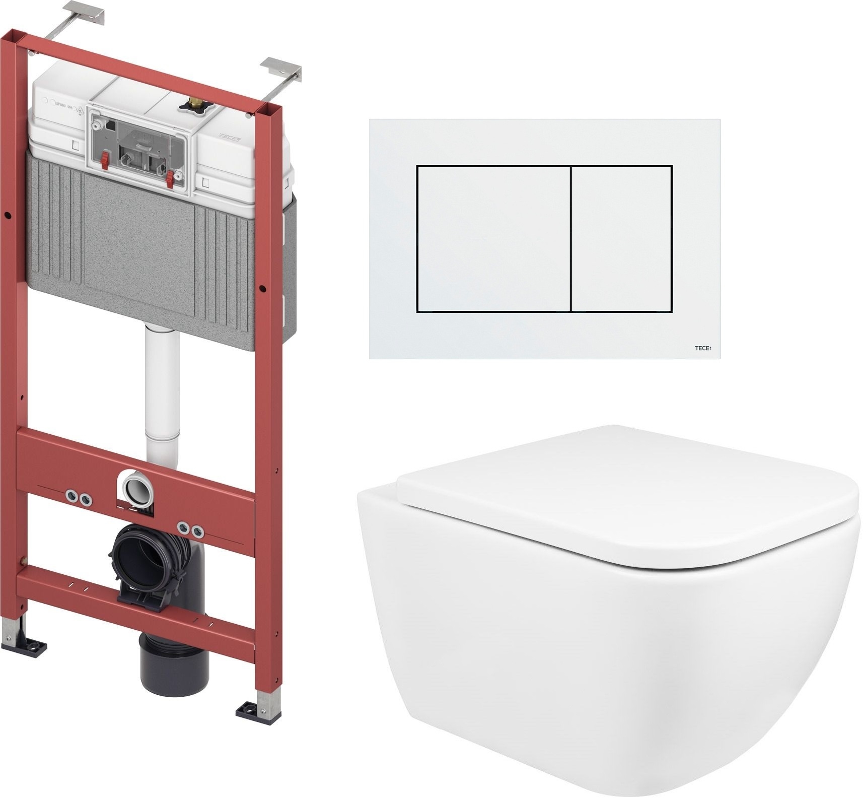 Set WC-Becken Oltens Vernal 42002000, Unterputzrahmen Tece Base 9400407, 45104000, 9.240.400