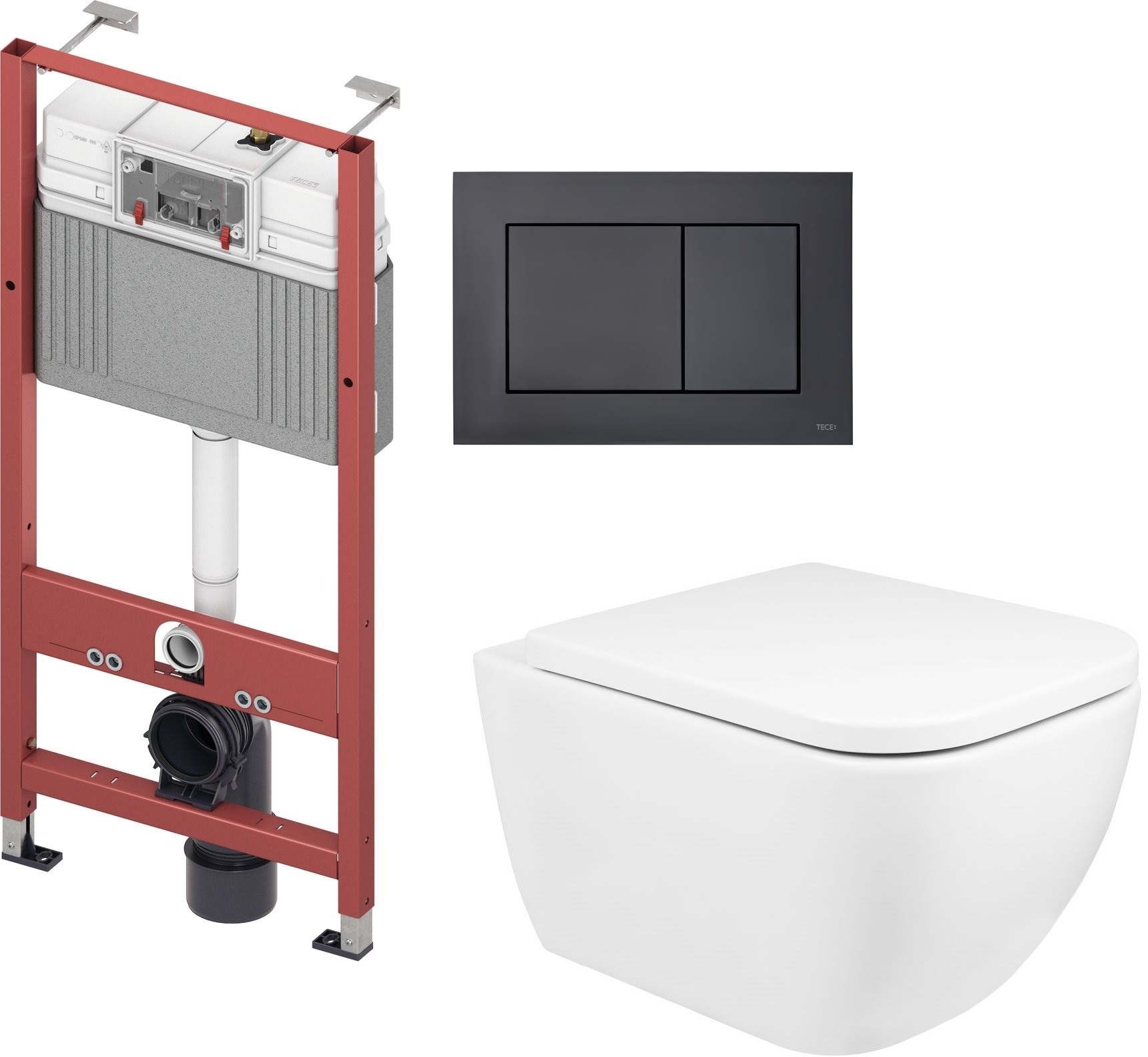 Set WC-Becken Oltens Vernal 42002000, Unterputzrahmen Tece Base 9400407, 9240407, 45104000