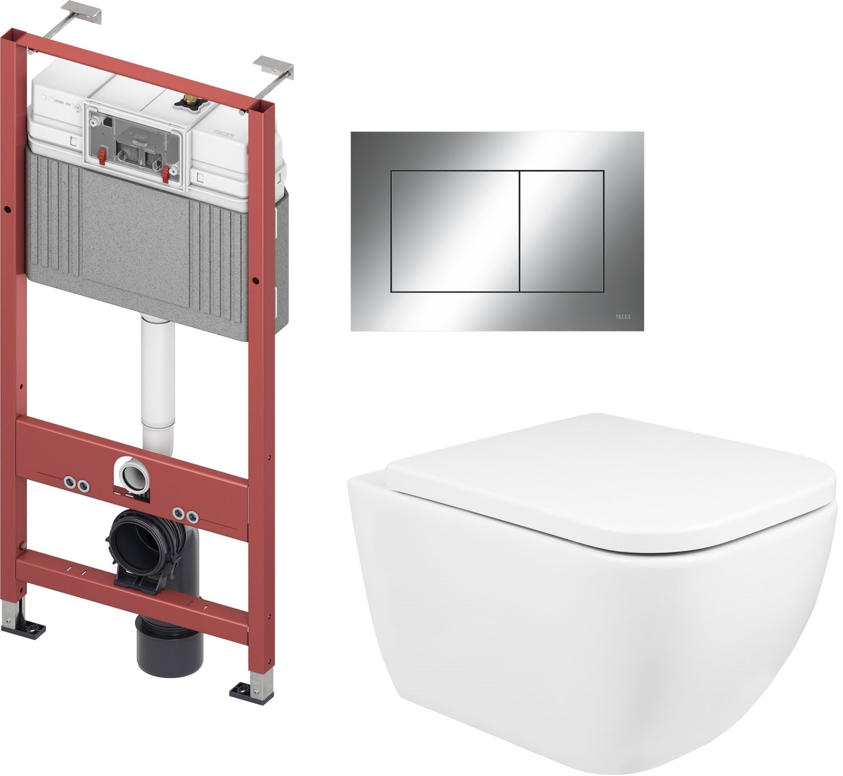 Set WC-Becken Oltens Vernal 42002000, Unterputzrahmen Tece Base 9400407, 45104000, 9.240.401