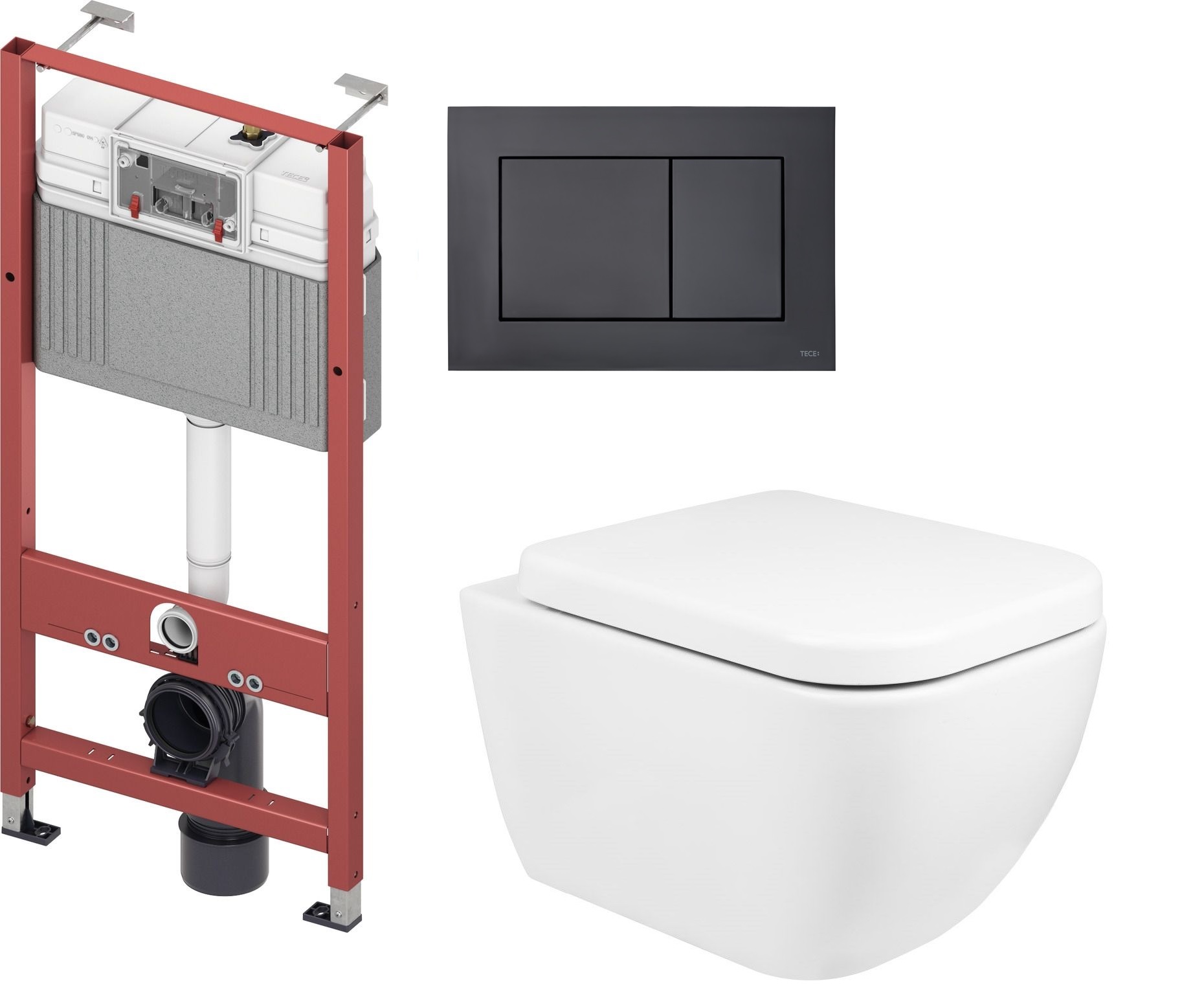 Set WC-Becken Oltens Vernal 42002000, Unterputzrahmen Tece Base 9400407, 9240407, 45103000