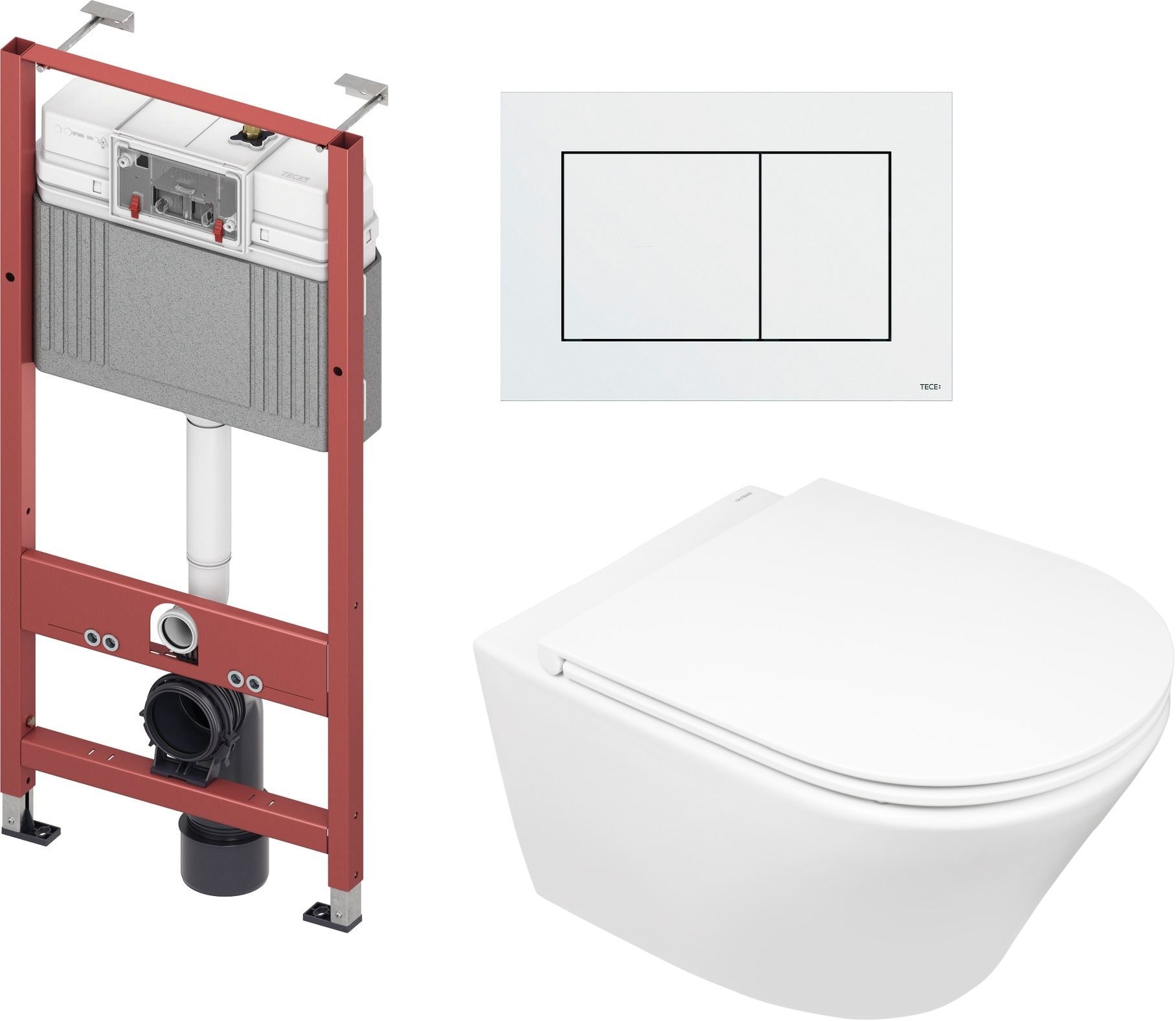 Set WC-Becken Oltens Jog 42001000, Unterputzrahmen Tece Base 9400407, 45102000, 9.240.400