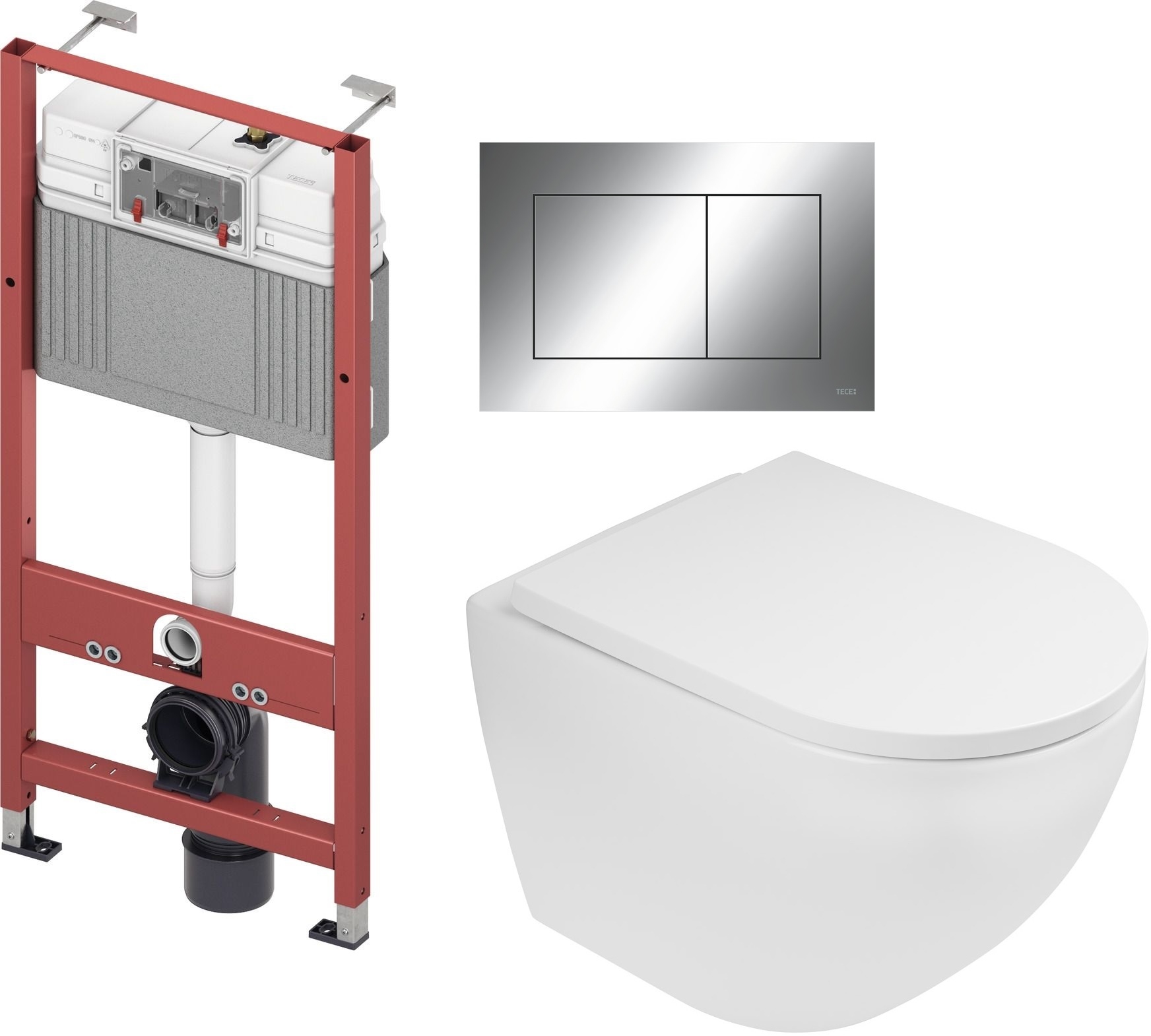 Set WC-Becken Oltens Hamnes 42513000, Unterputzrahmen Tece Base 9400407, 45109000, 9.240.401