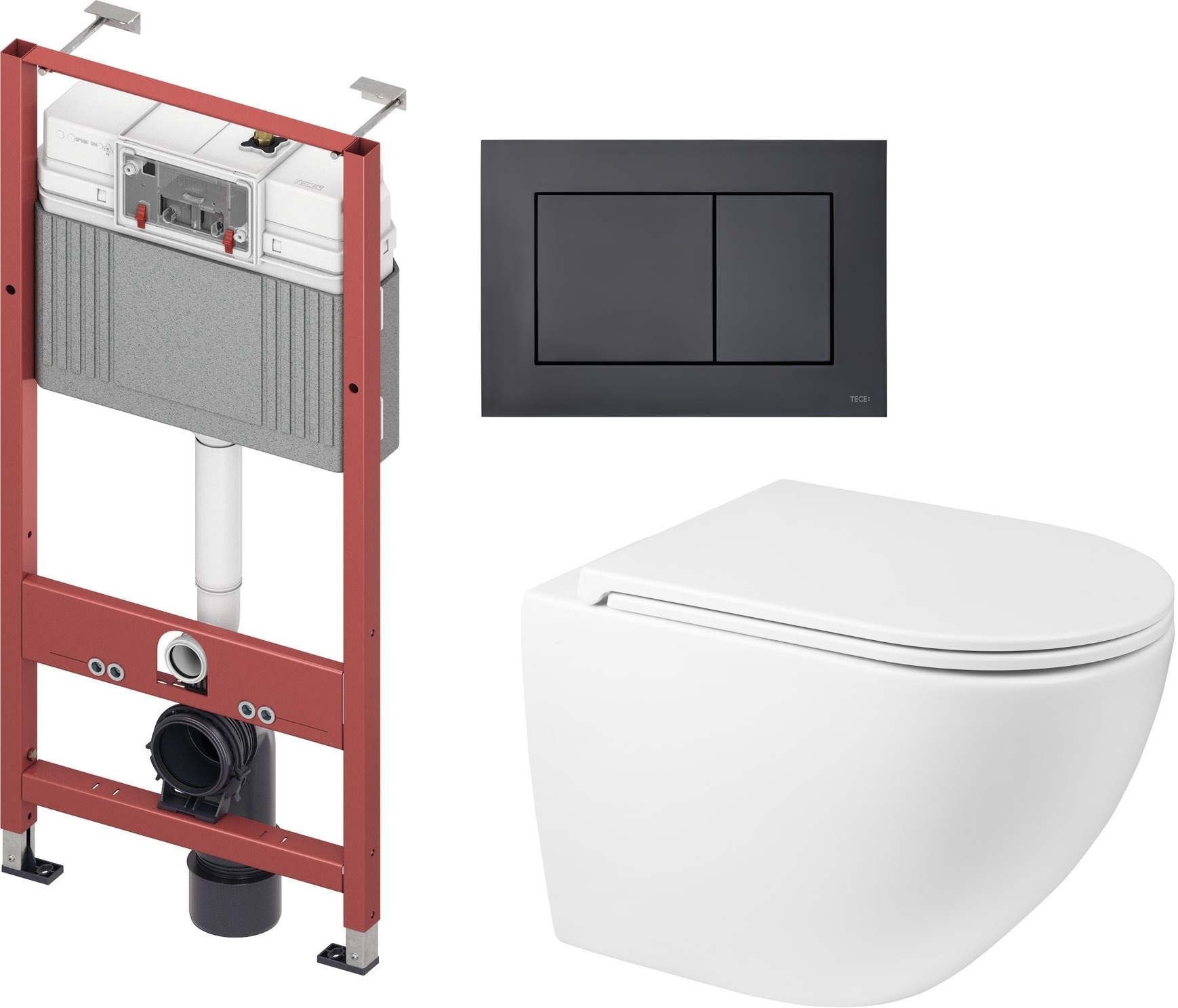 Set WC-Becken Oltens Hamnes 42513000, Unterputzrahmen Tece Base 9400407, 9240407, 45100000