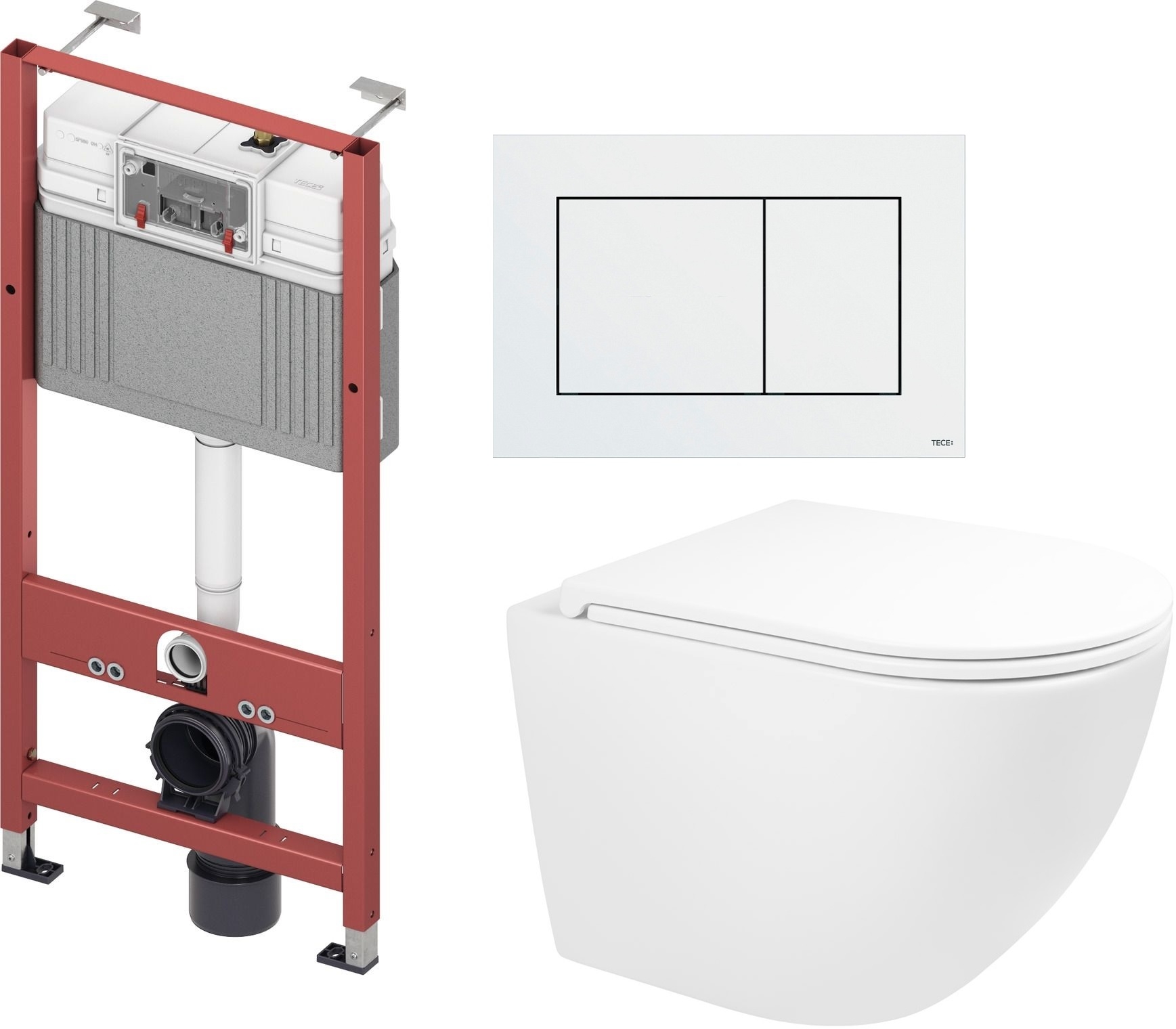 Set WC-Becken Oltens Hamnes 42021000, Unterputzrahmen Tece Base 9400407, 45100000, 9.240.400